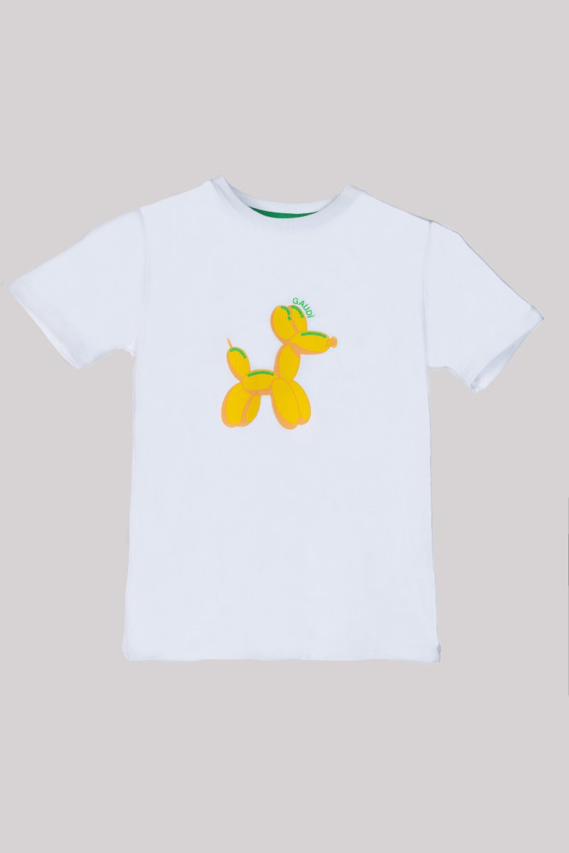 GAUDI' KIDS Weiße T-Shirt mit Welpen-Print