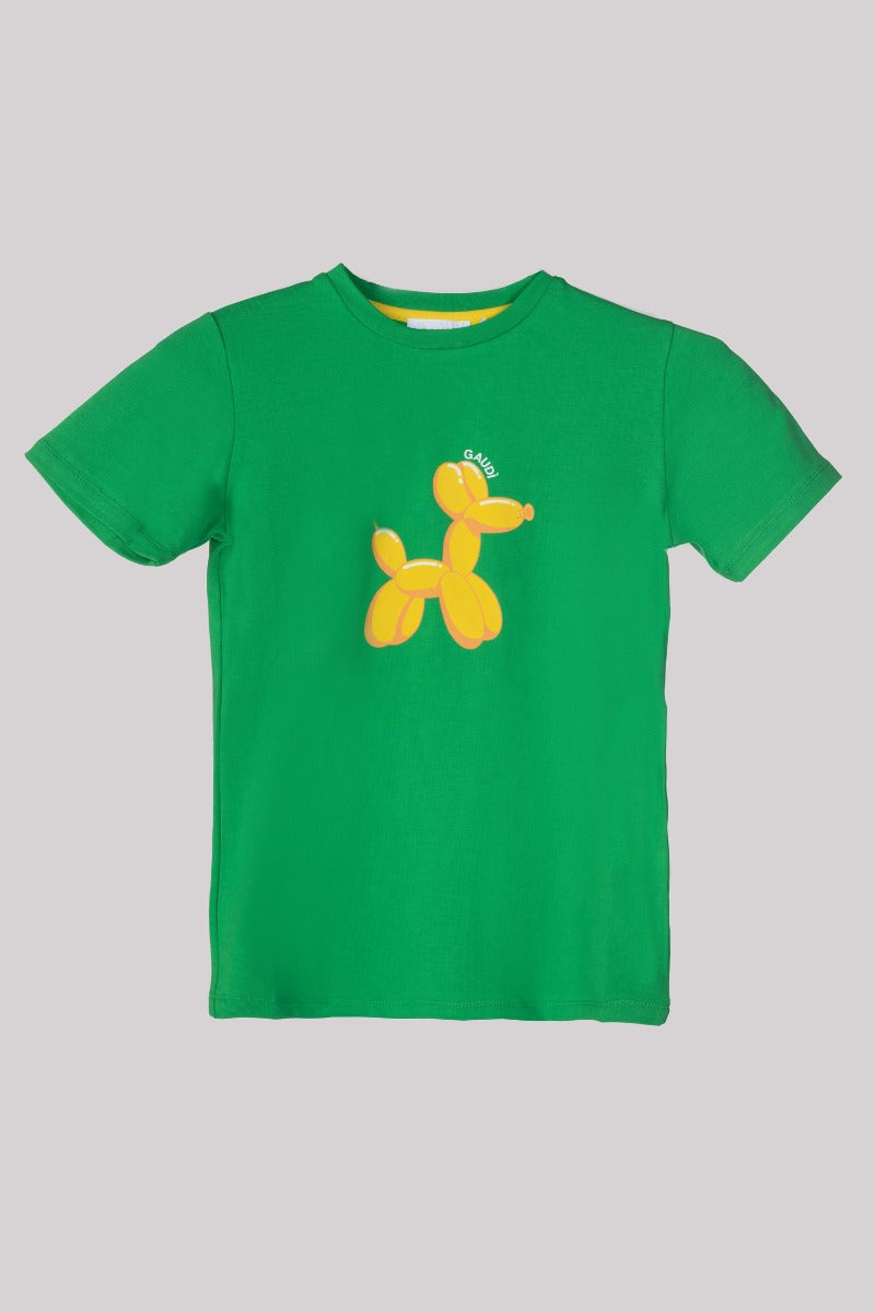 GAUDI' KIDS Grüne T-Shirt mit Welpen-Print