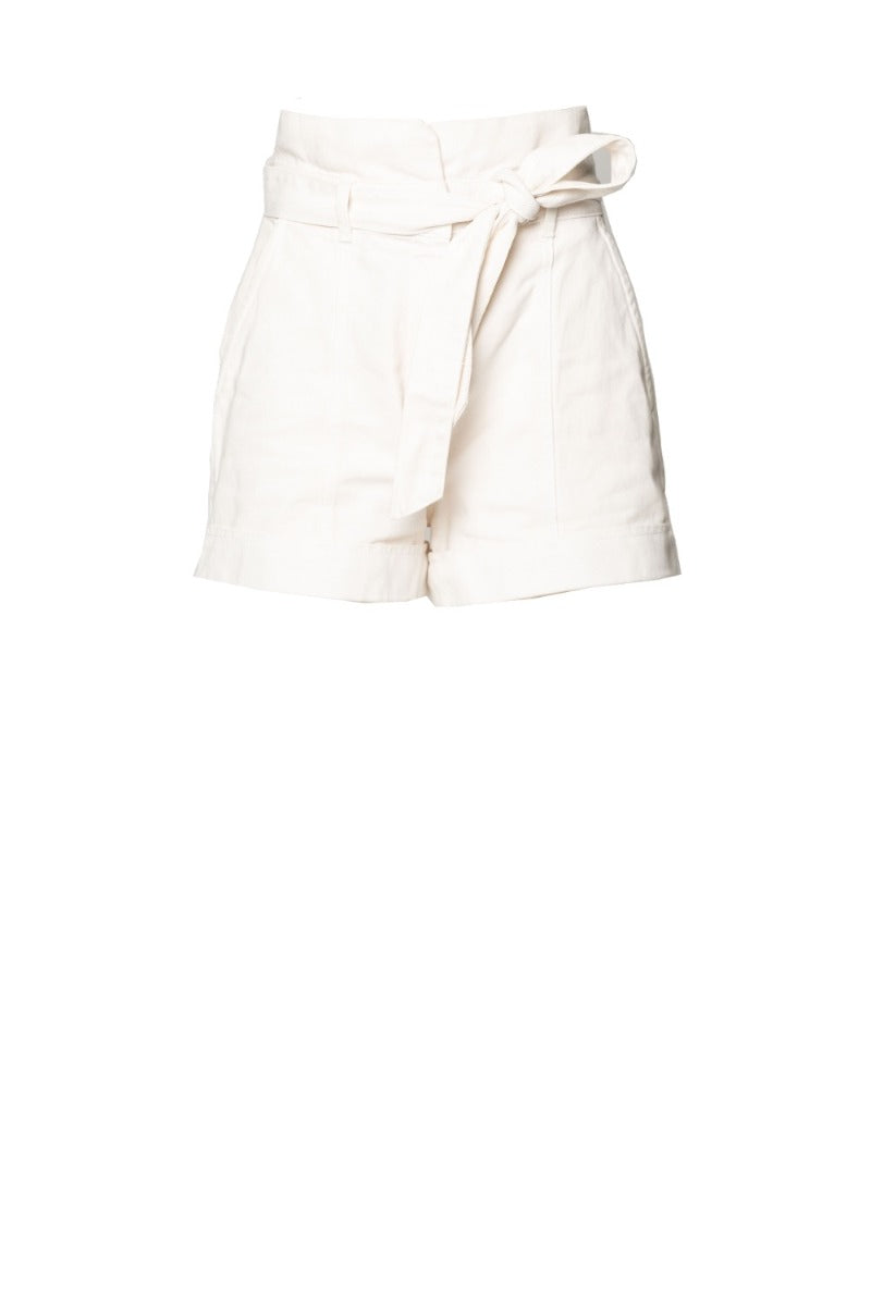 TWINSET Weiße Shorts mit hohem Bund und Gürtel
