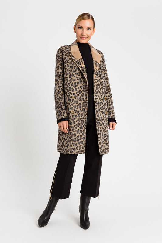 Beigefarbener Wendemantel mit Leopardenmuster von Twinset