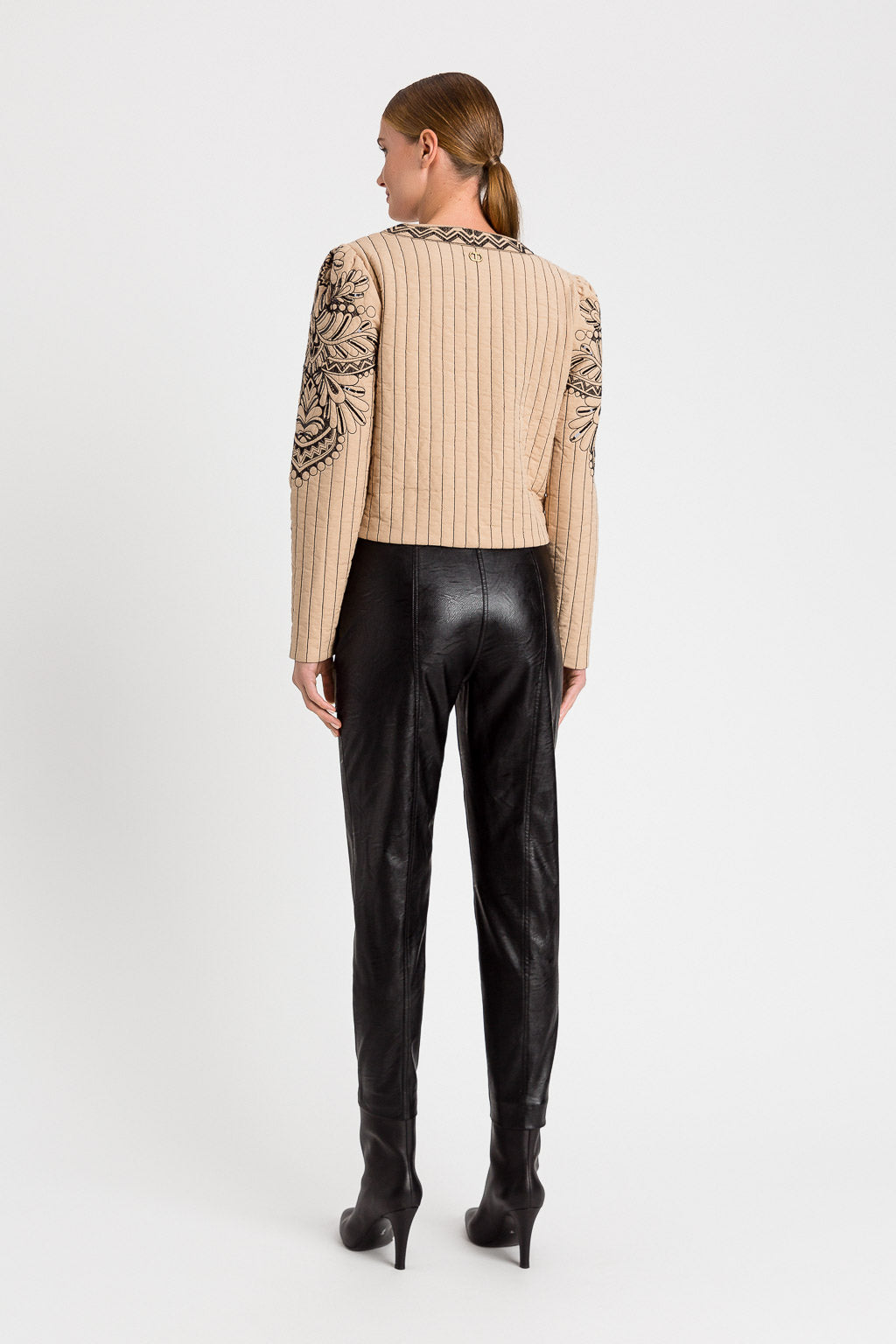 Schwarz Hose mit Ledereffekt Twinset