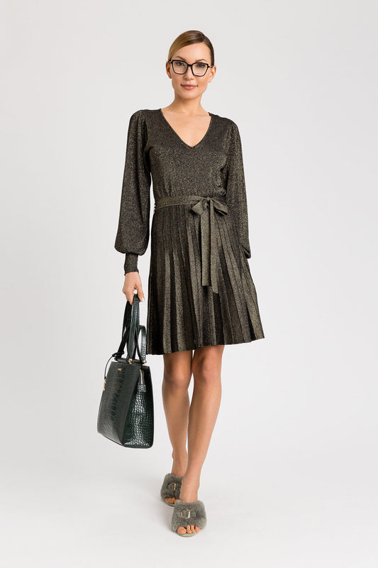 Kurzes Twinset-Kleid aus Lurex-Faltenstrick