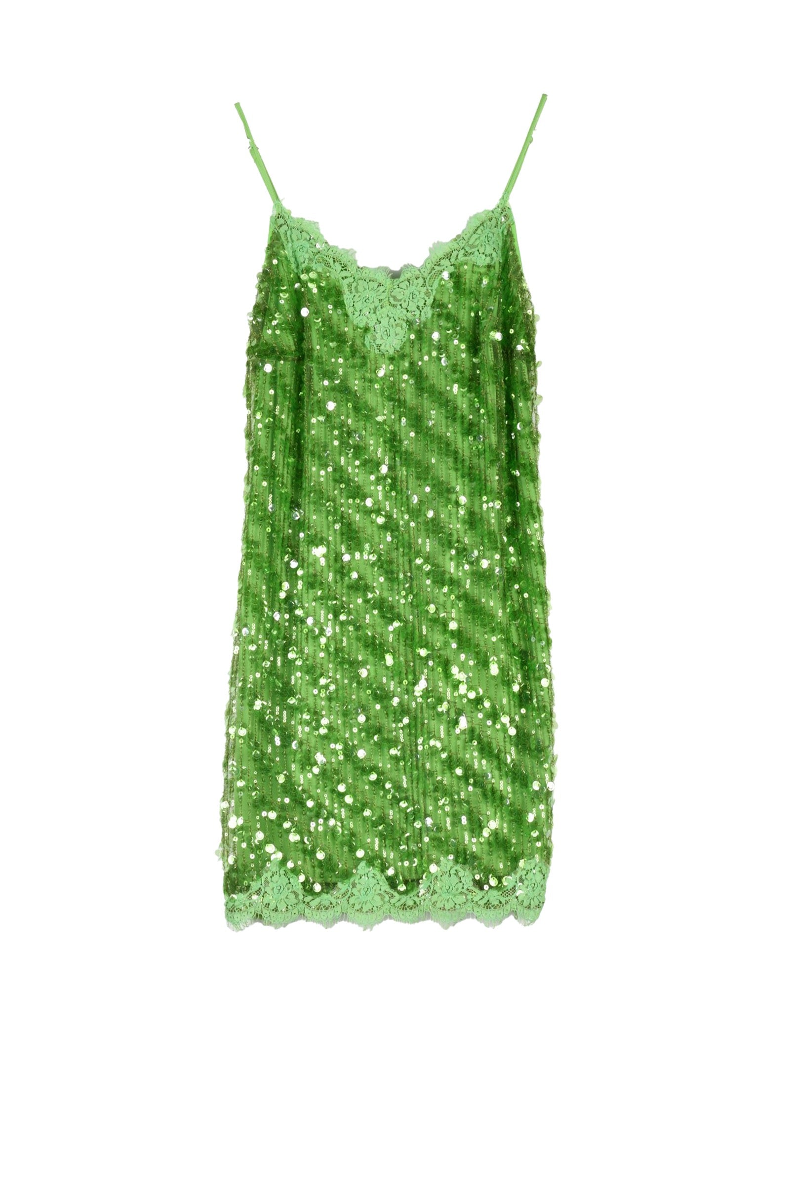 Ermanno Firenze Abito Donna Verde con Paillettes