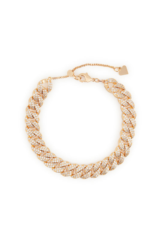 MELUSINA BIJOUX Goldfarbenes Groumette-Armband mit weißem Zirkonia-Pavé
