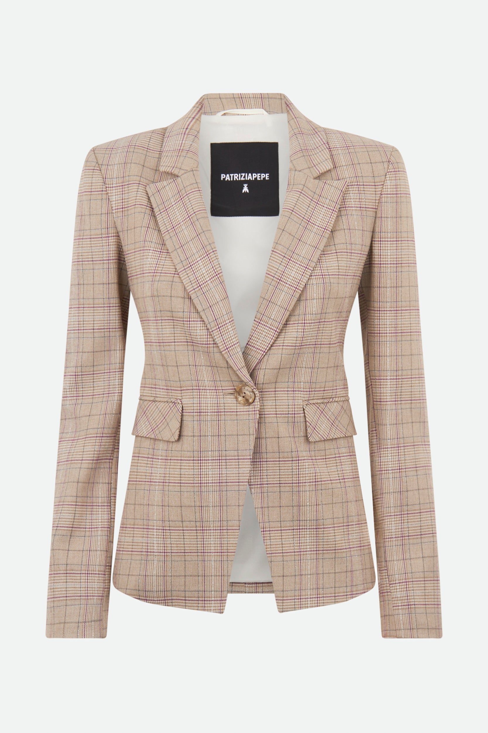 Patrizia Pepe Beige karierter Blazer