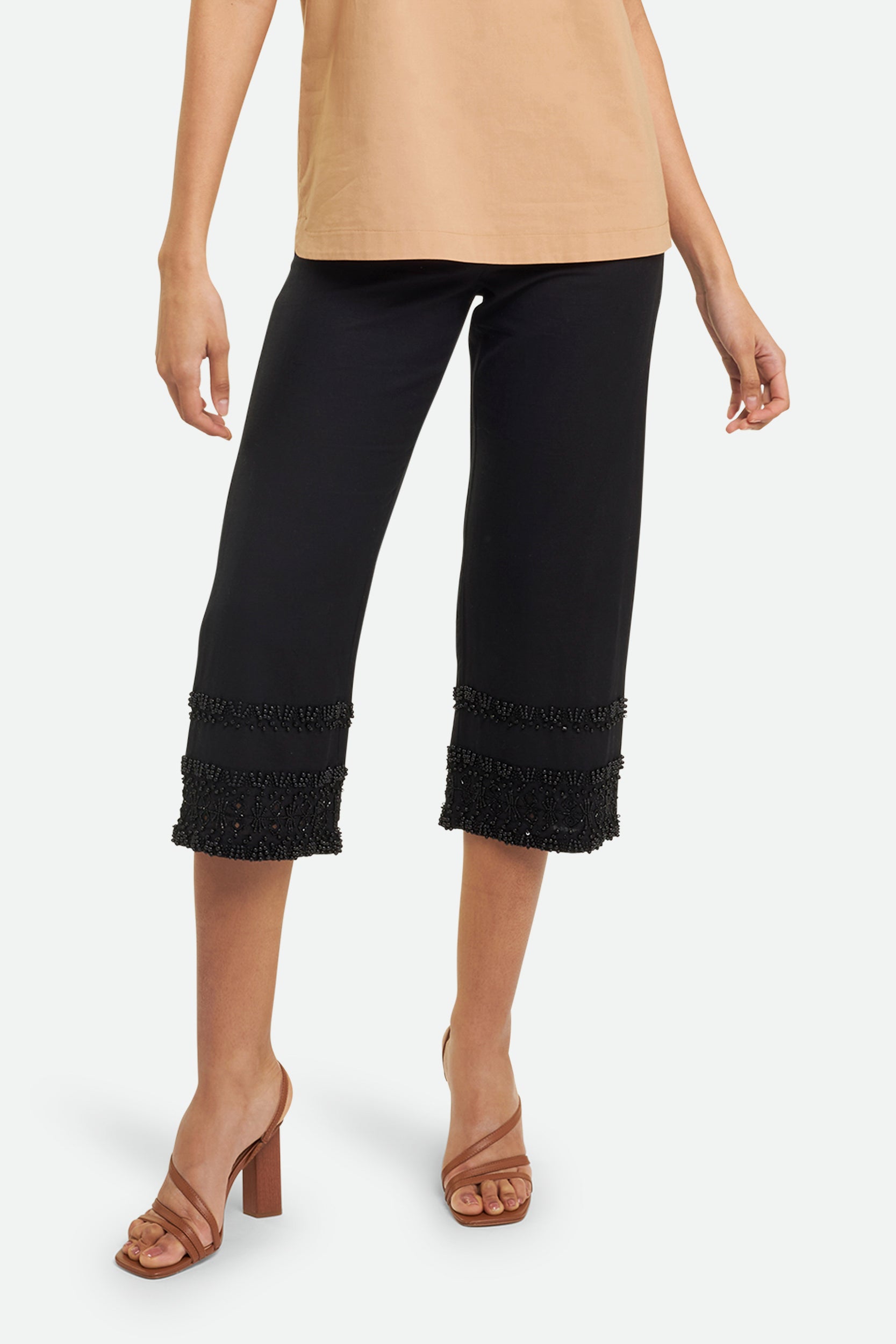 Twinset Gerippte Hose mit geradem Bein Schwarz