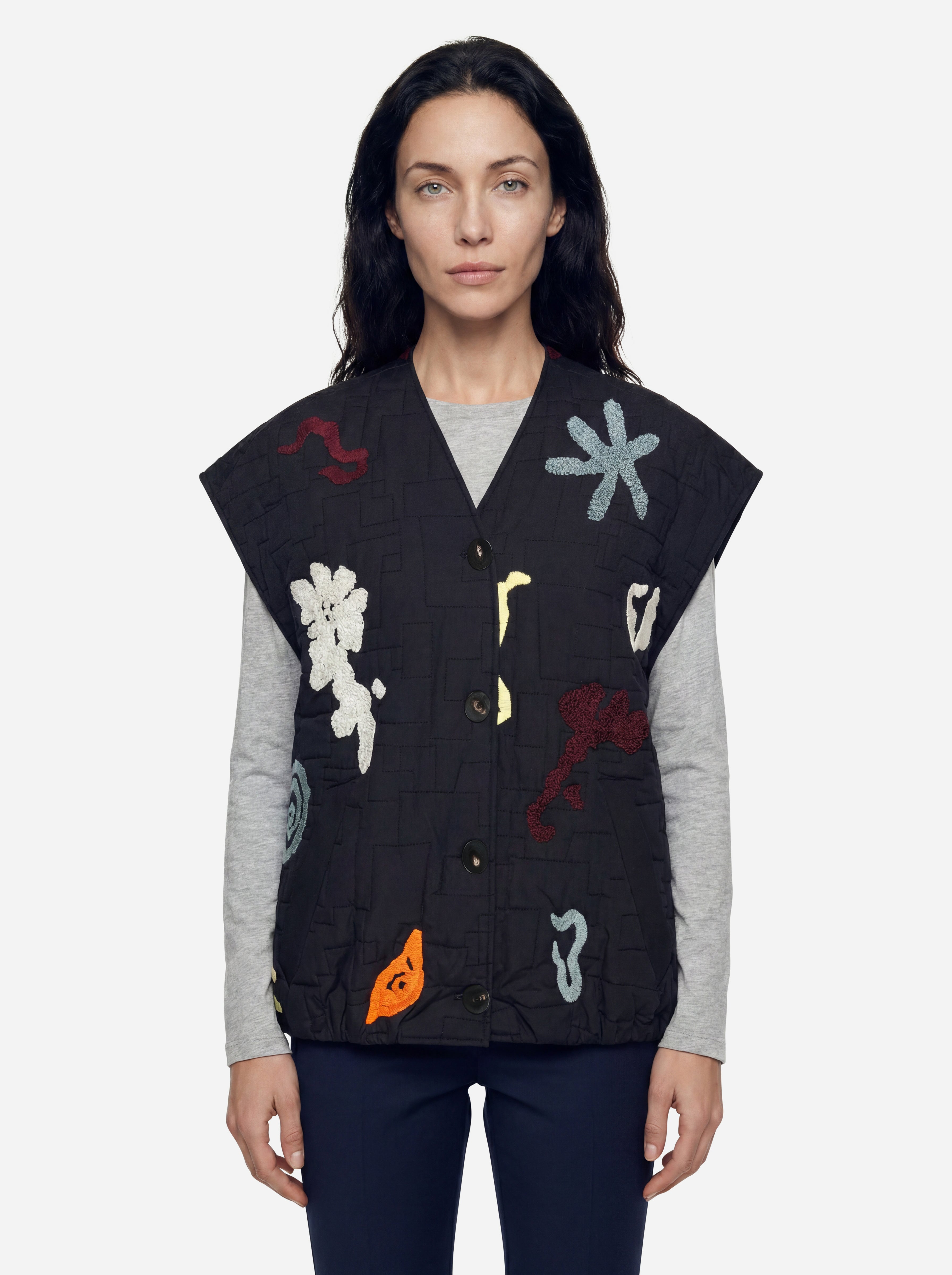 Alysi Schwarze ärmellose Daunenjacke