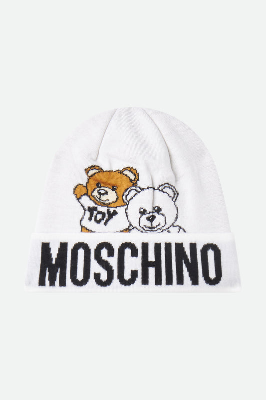Weiße Wollmütze von Moschino