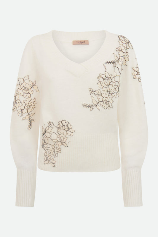 Twinset-Pullover aus weißem Strick