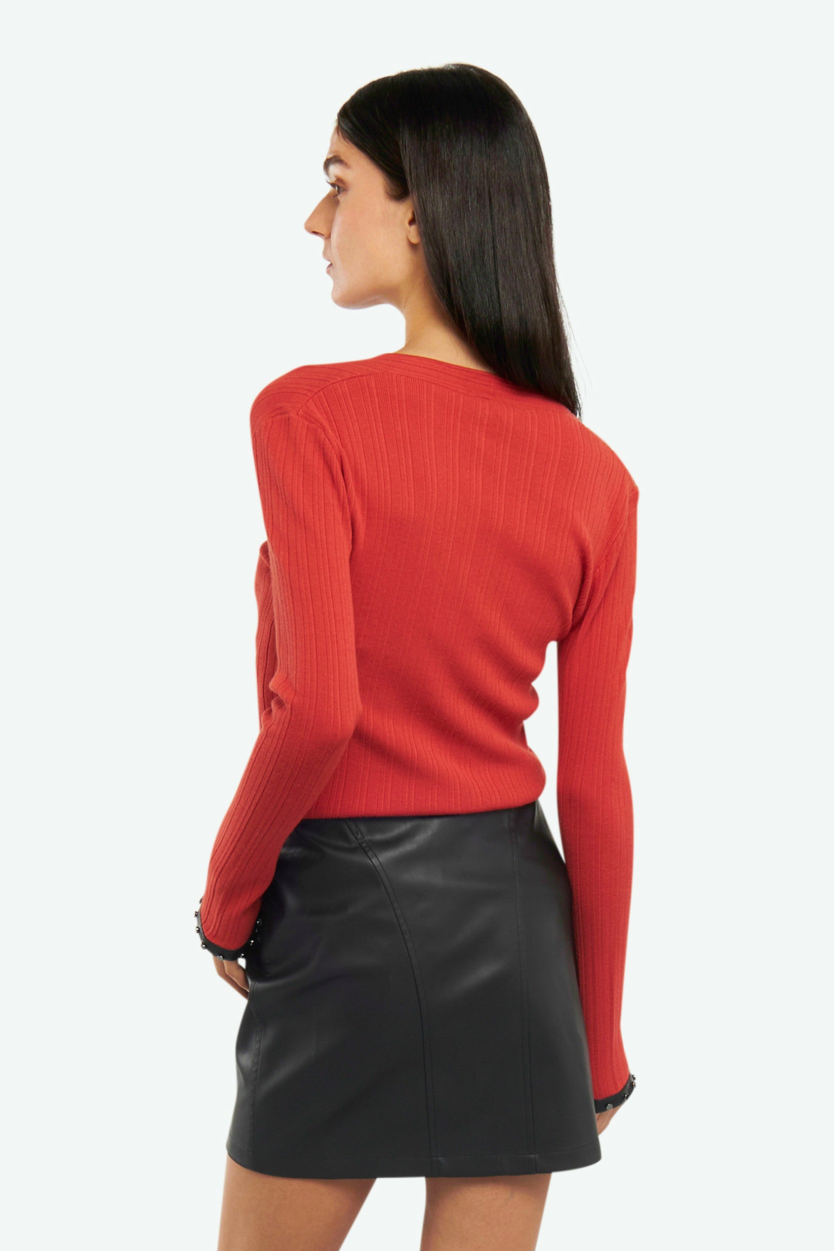 Patrizia Pepe Rote gerippter Pullover