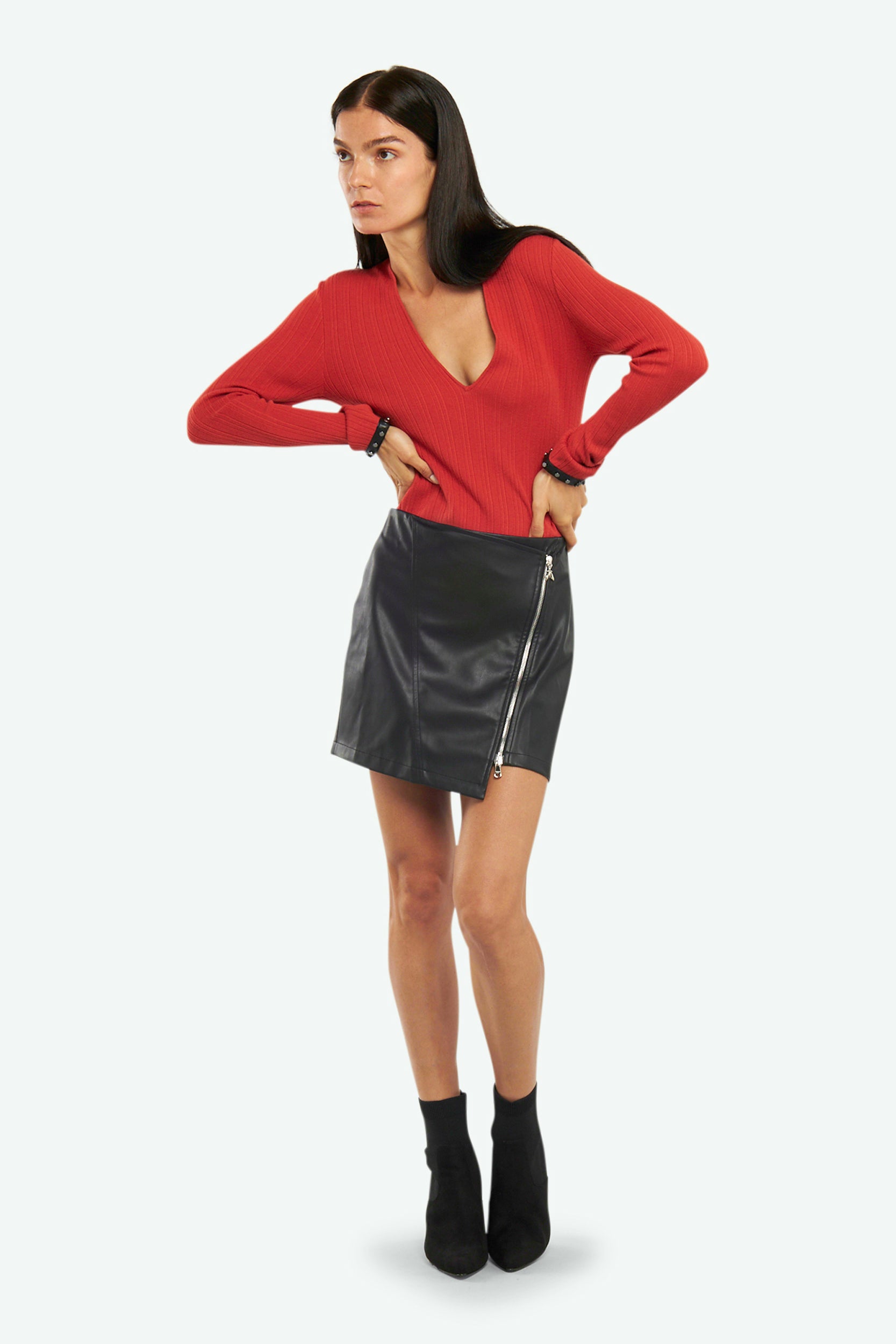 Patrizia Pepe Rote gerippter Pullover