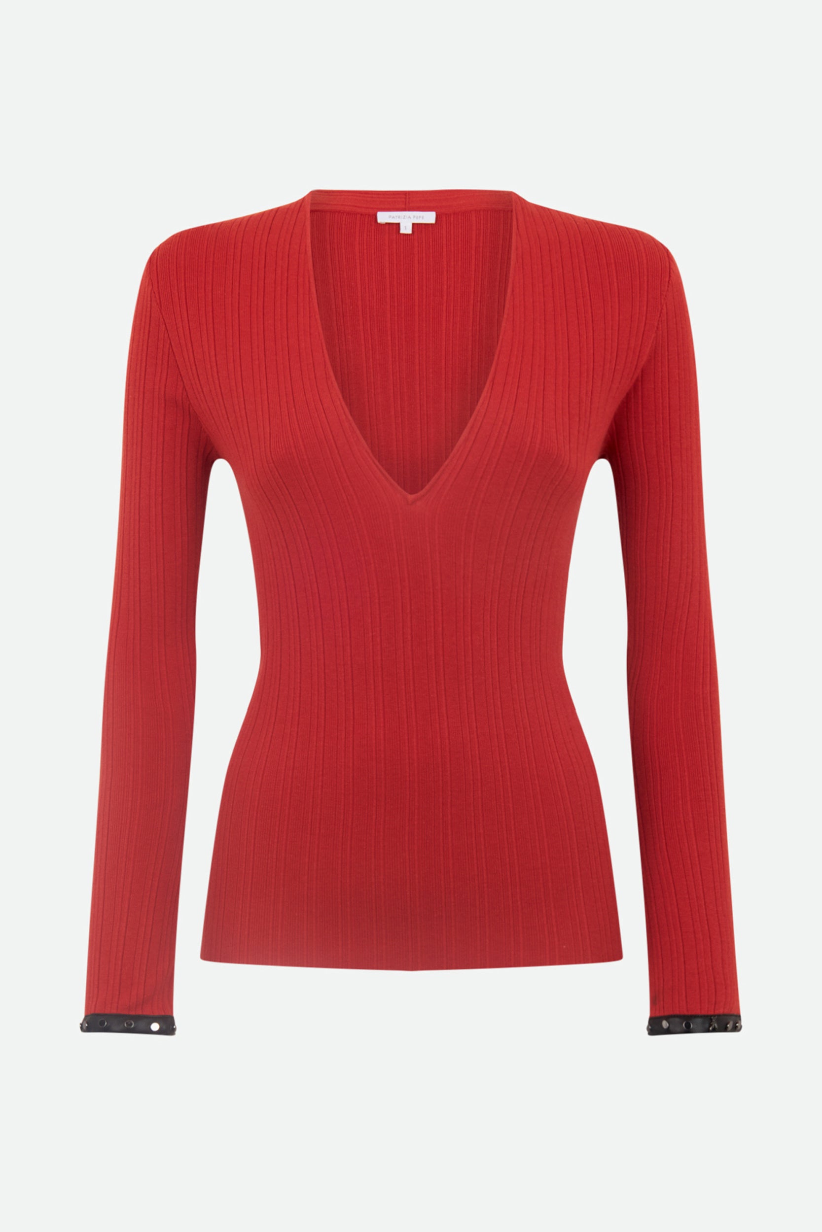 Patrizia Pepe Rote gerippter Pullover