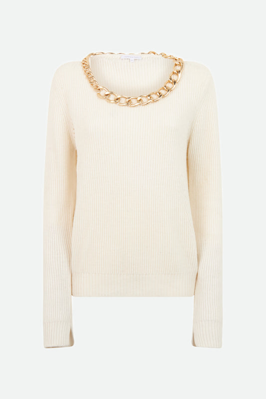 Patrizia Pepe Weißer gerippter Pullover
