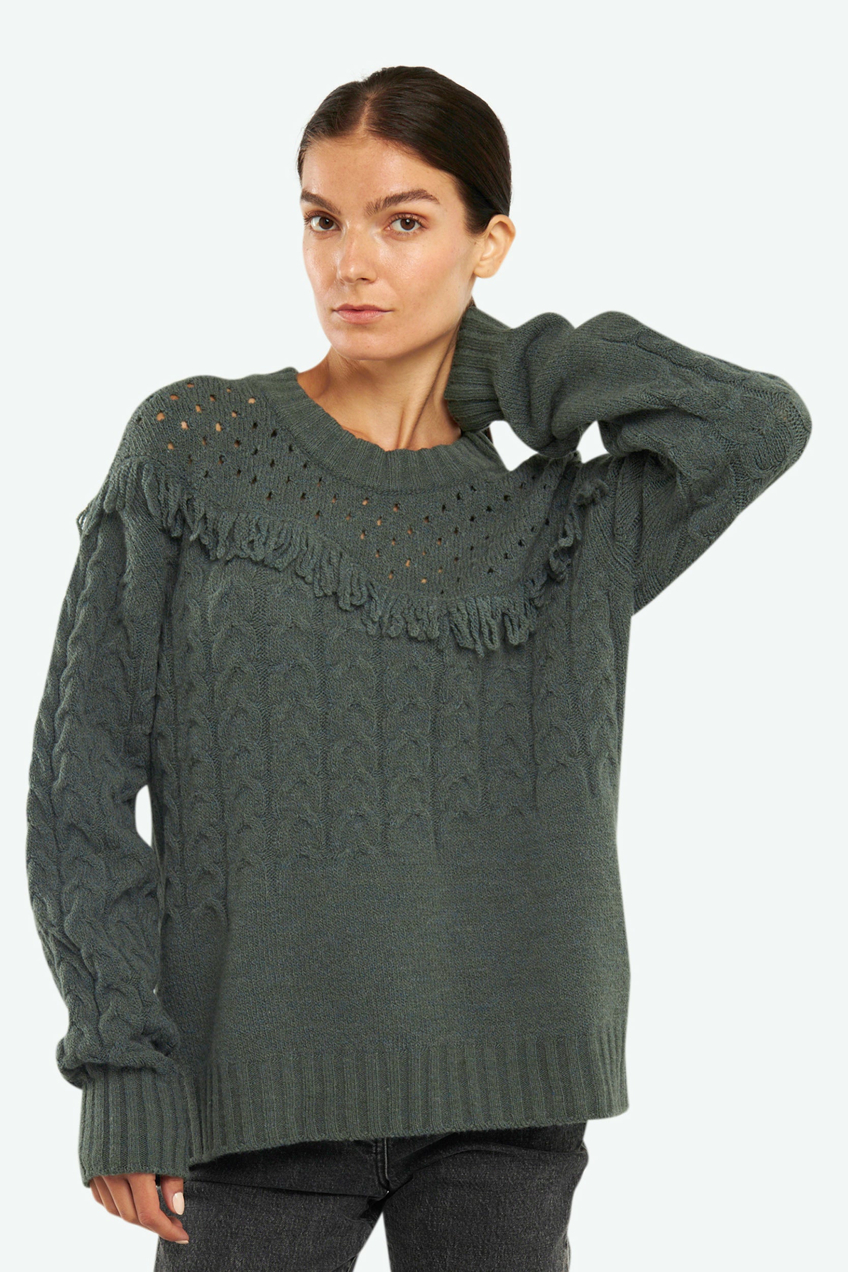 Patrizia Pepe Pullover mit Grüne Fransen