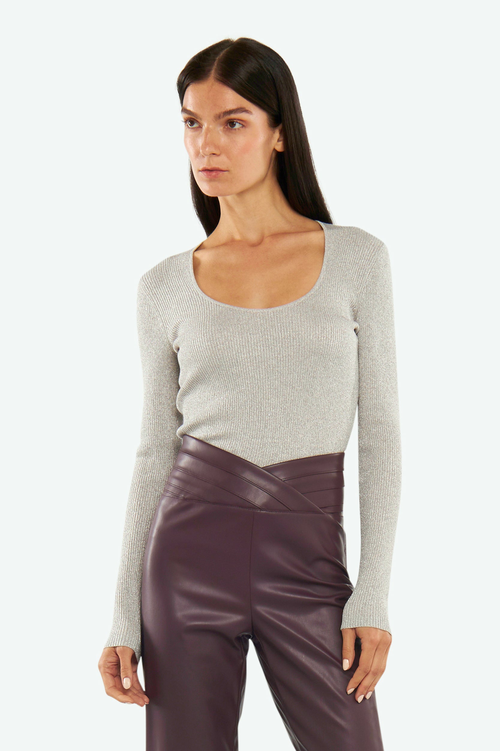 Grauer Lurex-Pullover von Patrizia Pepe