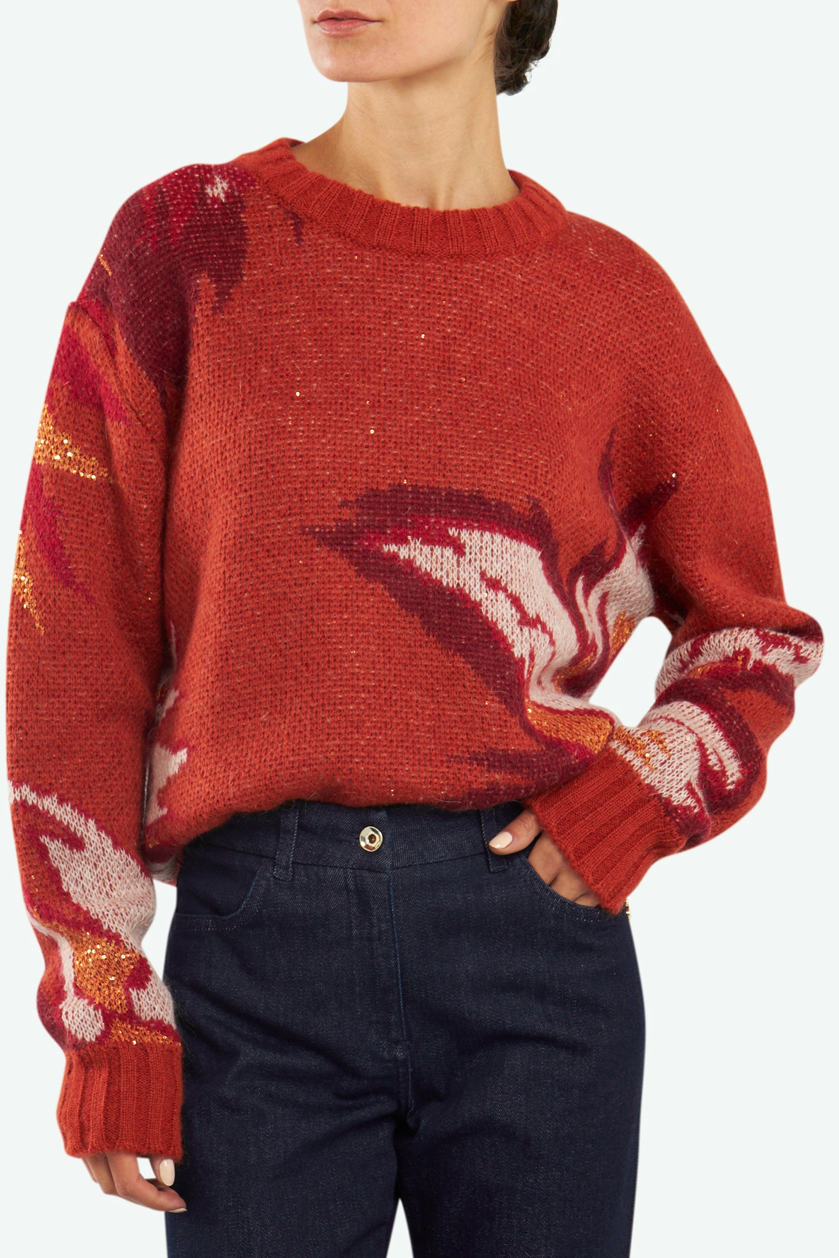 Orange Jacquard-Pullover Patrizia Pepe