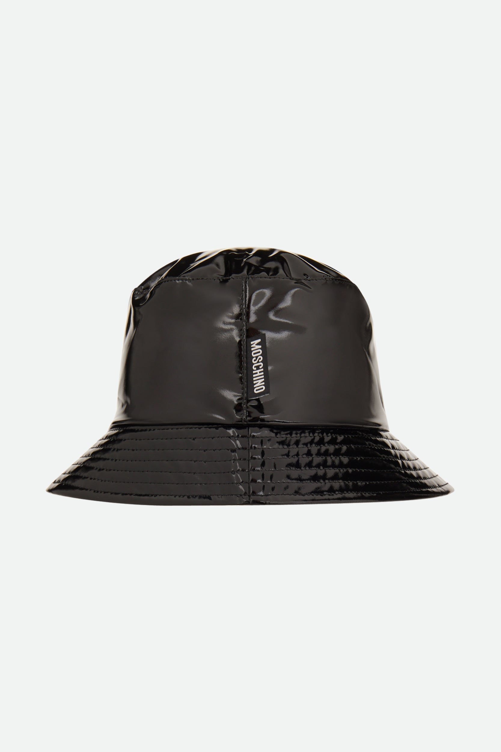 Moschino-Hut aus schwarzem Vinyl