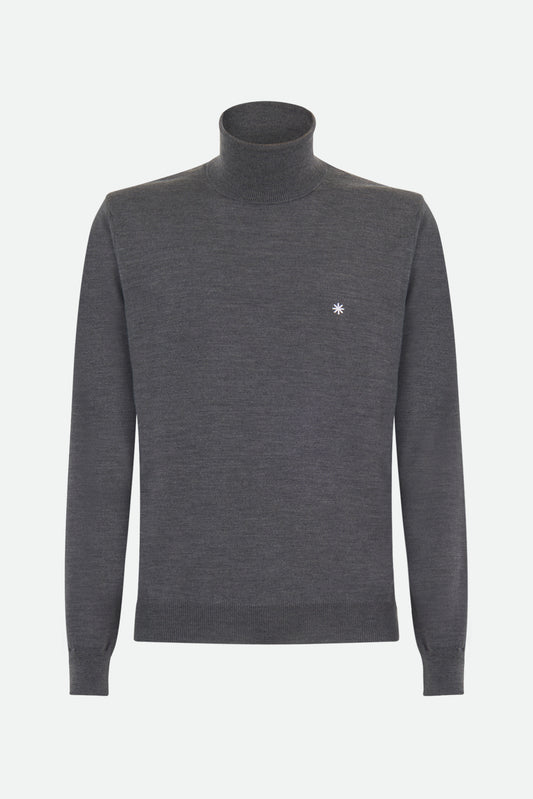 Manuel Ritz Rollkragenpullover aus grauer Wolle