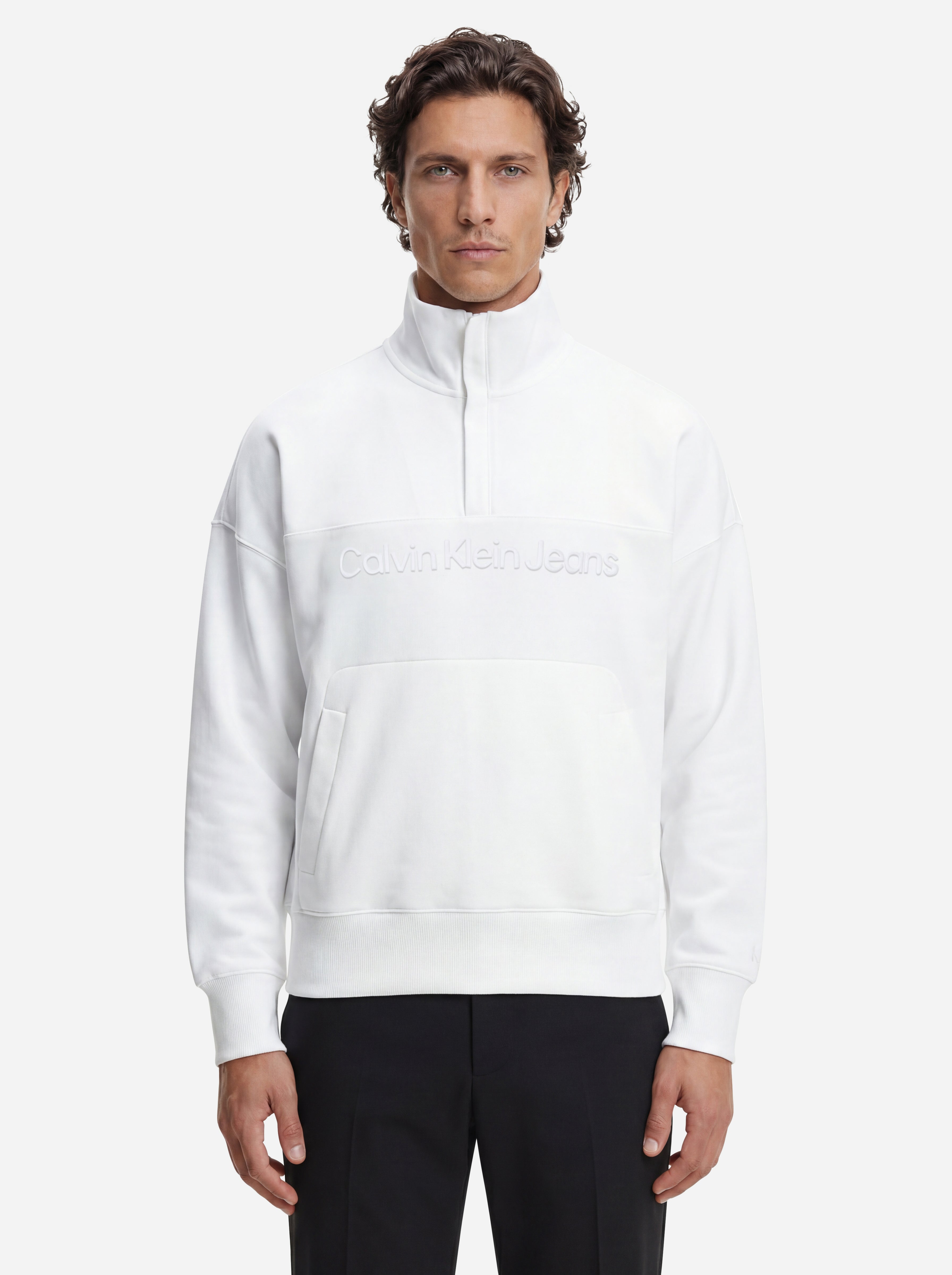 Calvin Klein Jeans Felpa con Zip Bianca