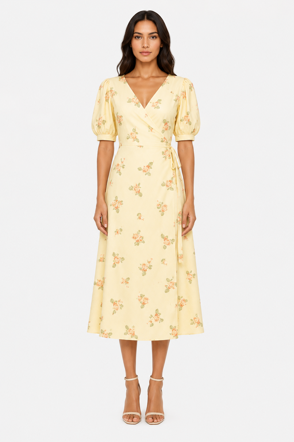 GLAMOROUS Gelbe Midikleid mit Blumenmuster