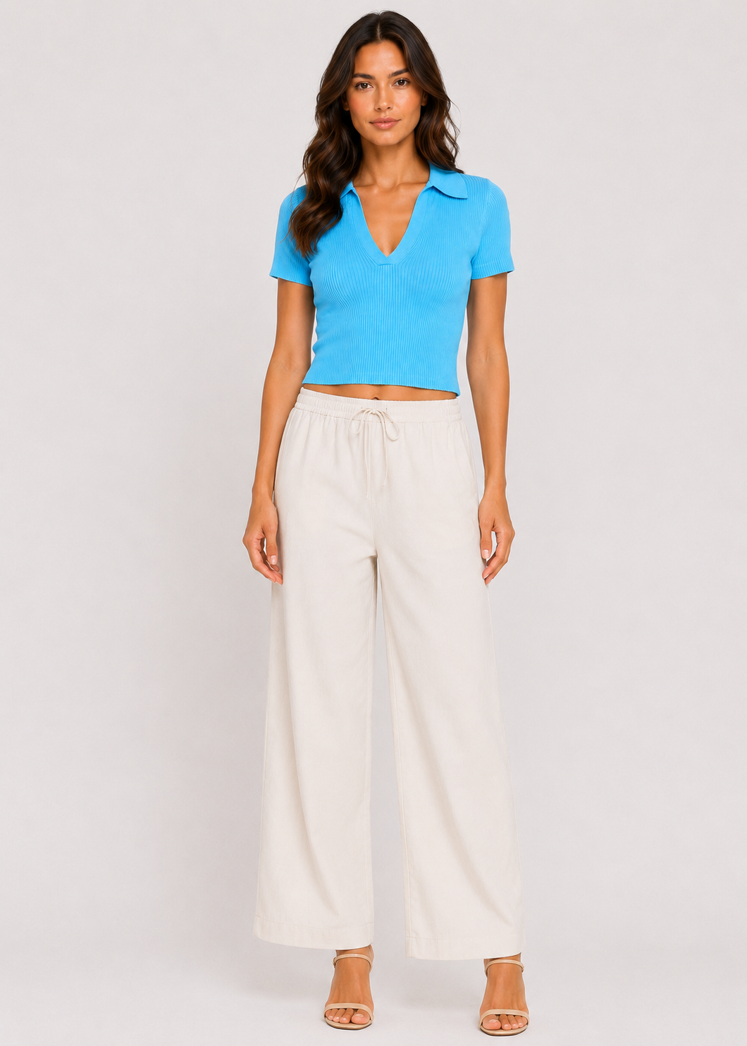 GLAMOROUS Crop Top Blau