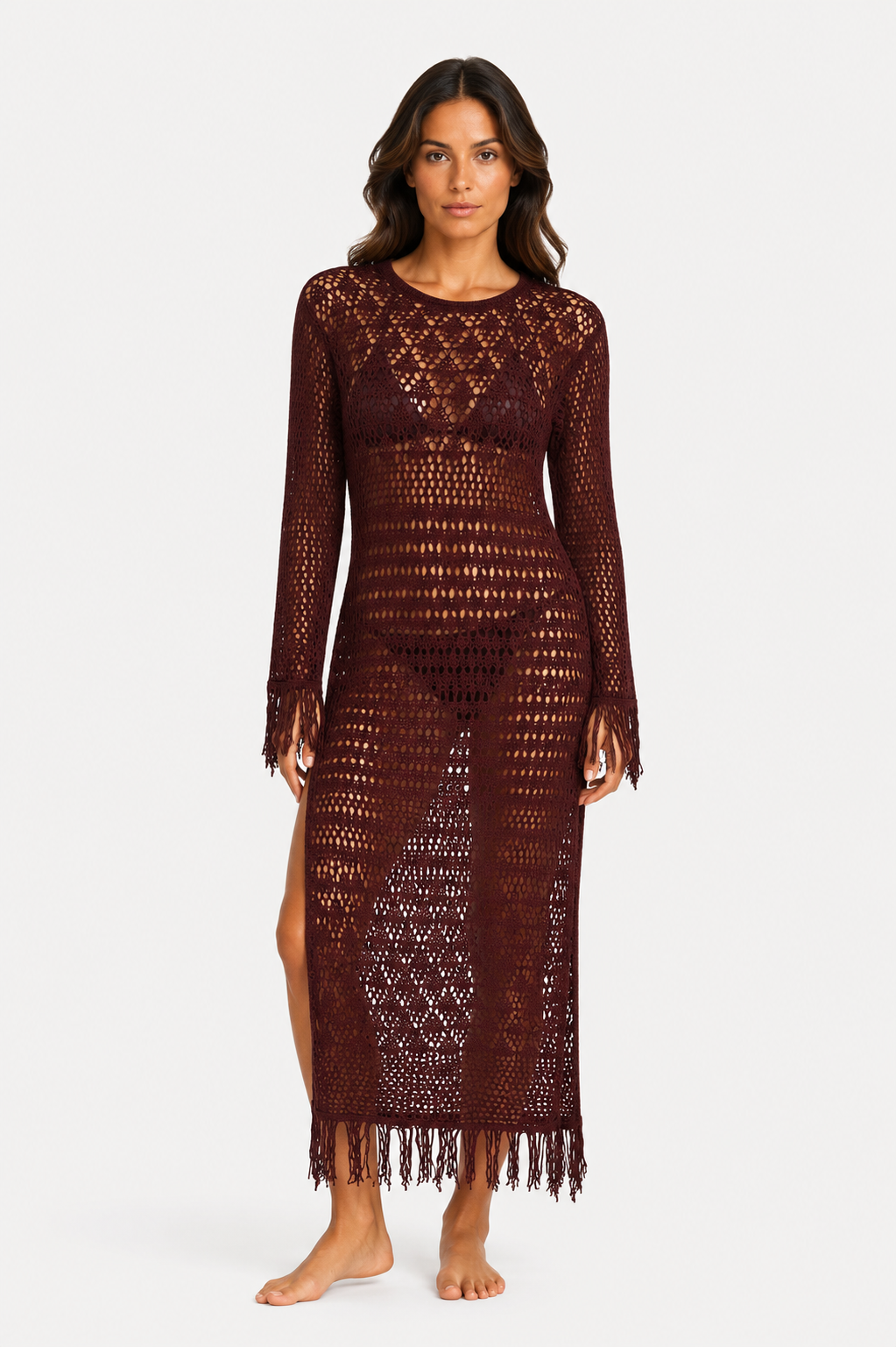 Twinset Langes Kleid Häkel Braun