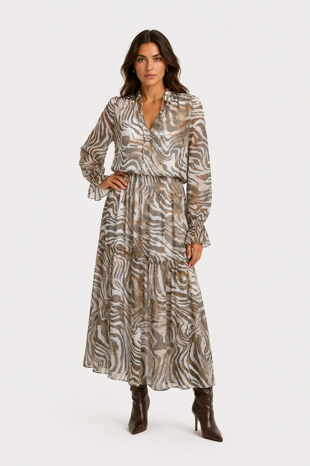 Twinset Langes Tiermuster Kleid