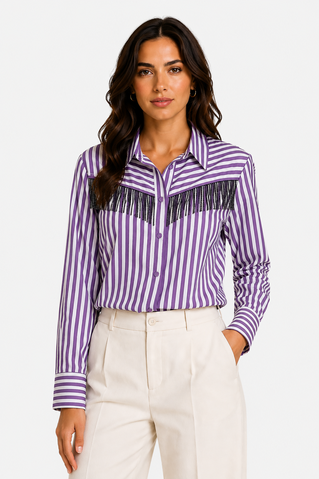 Twinset gestreifte lila Bluse