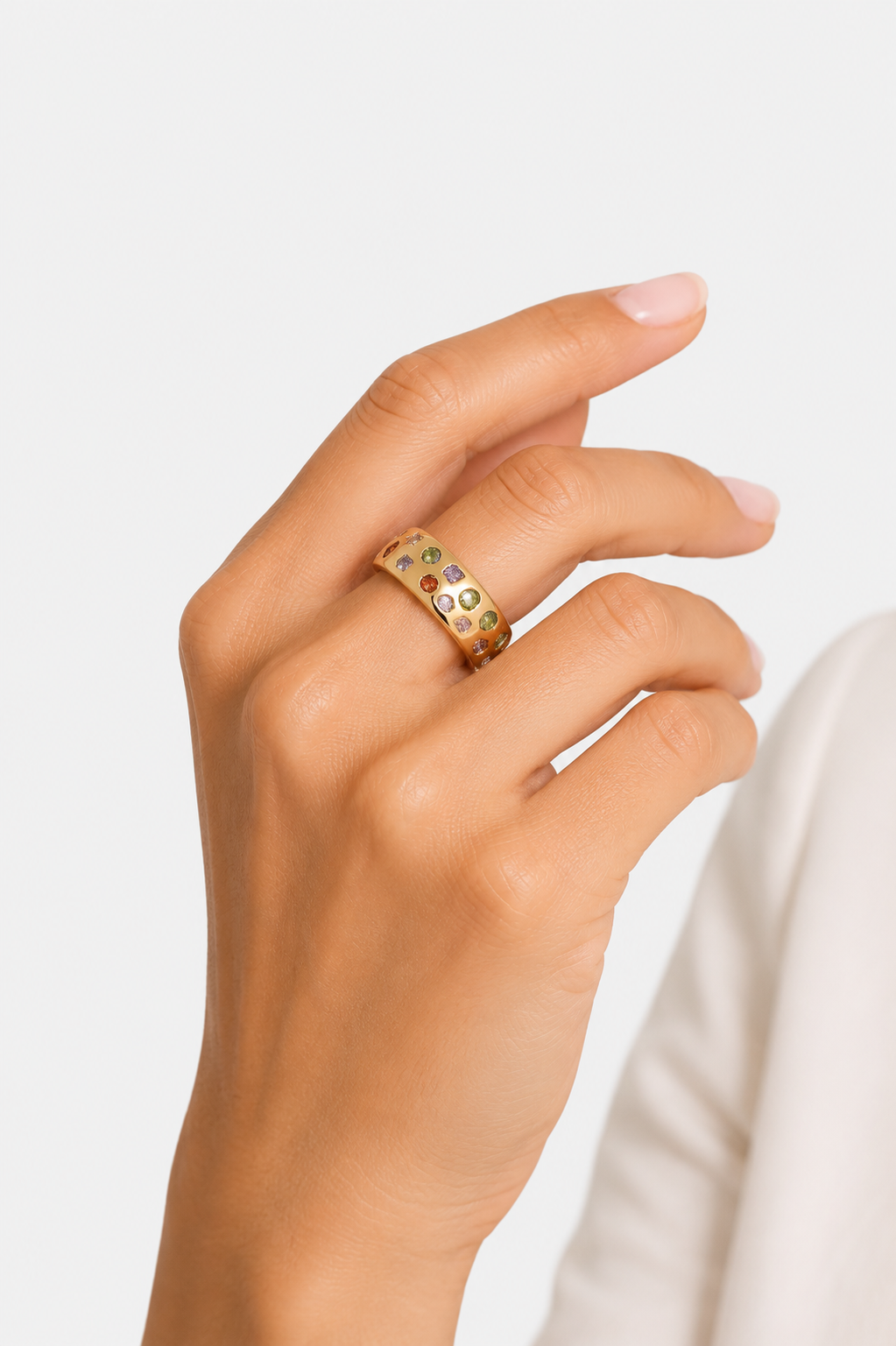Melusina Bijoux Ring mit bunten Zirkonia in Gold