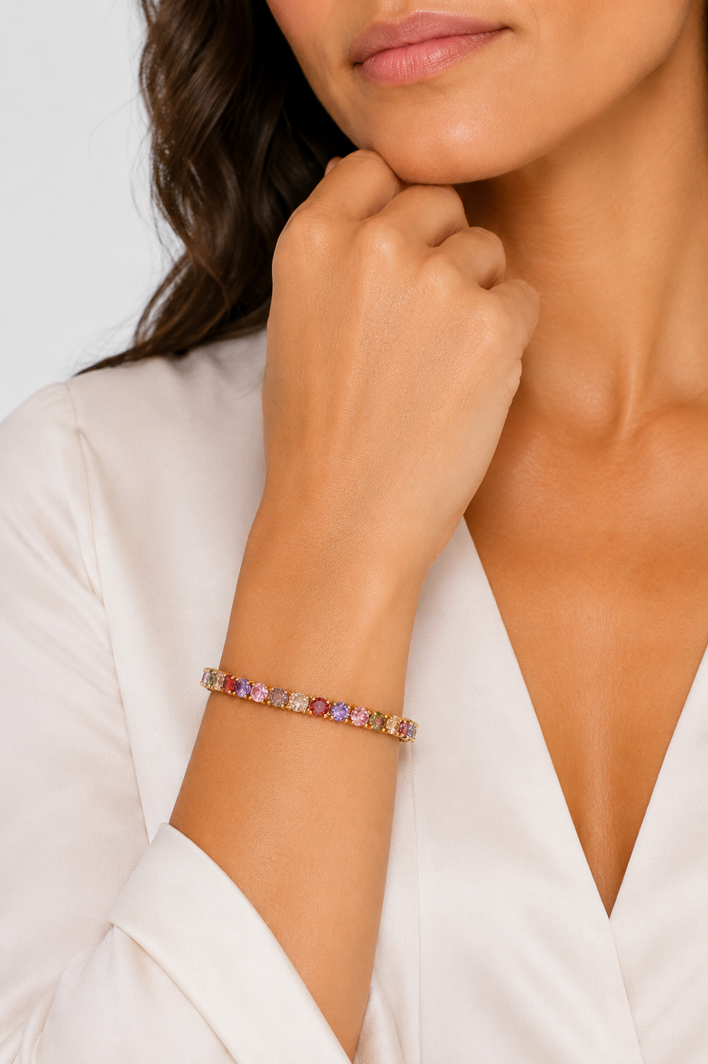 Melusina Bijoux Armband in Gold mit bunten Zirkonen