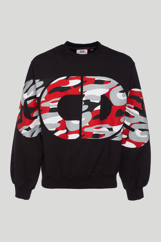Rundhals-Sweatshirt mit GCDS-Camouflage-Logo
