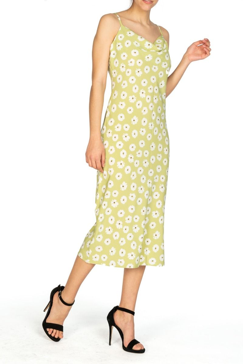 GLAMOURÖSES Kleid mit olivgrünem Blumendruck