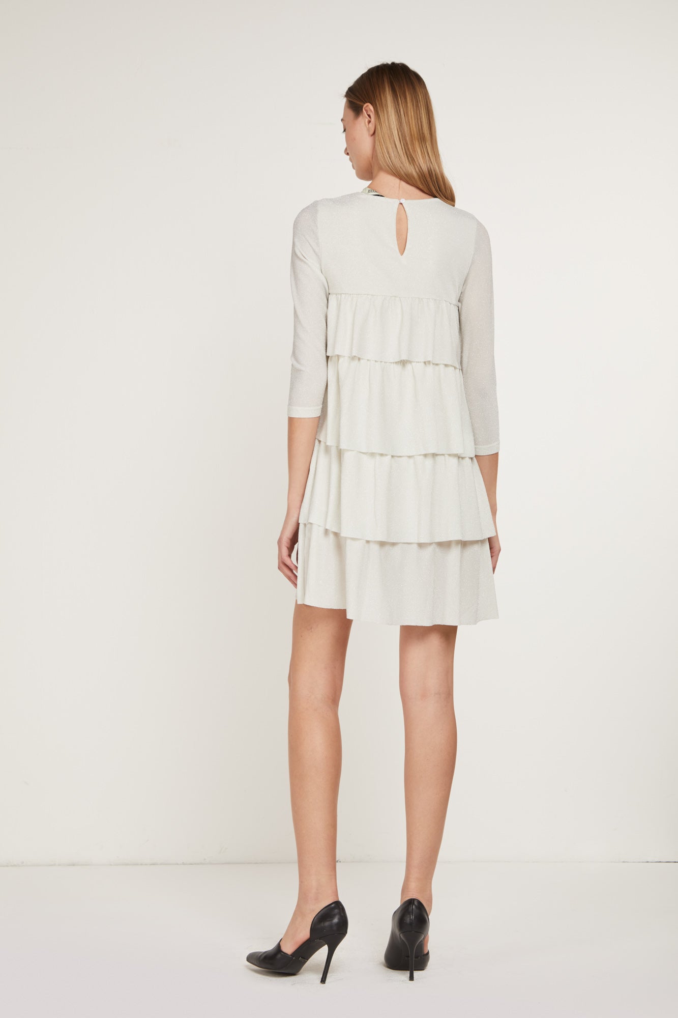 PRINCESSE LODO Weiße Lurexkleid mit Volants