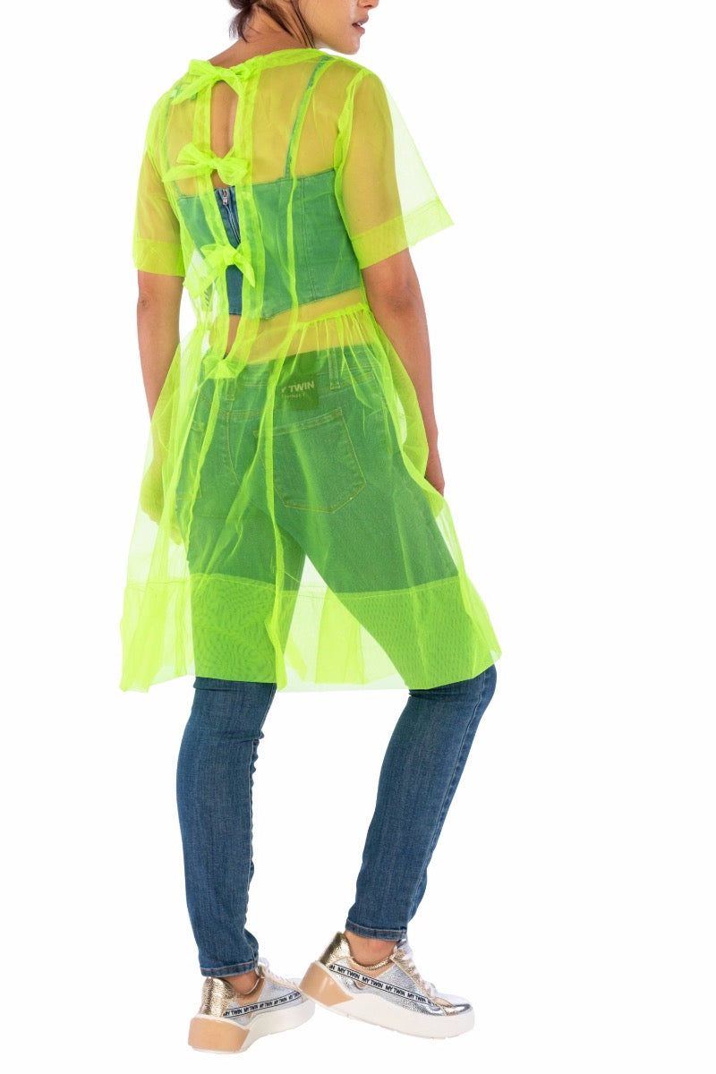 WEISSES Gelbe Tüllkleid