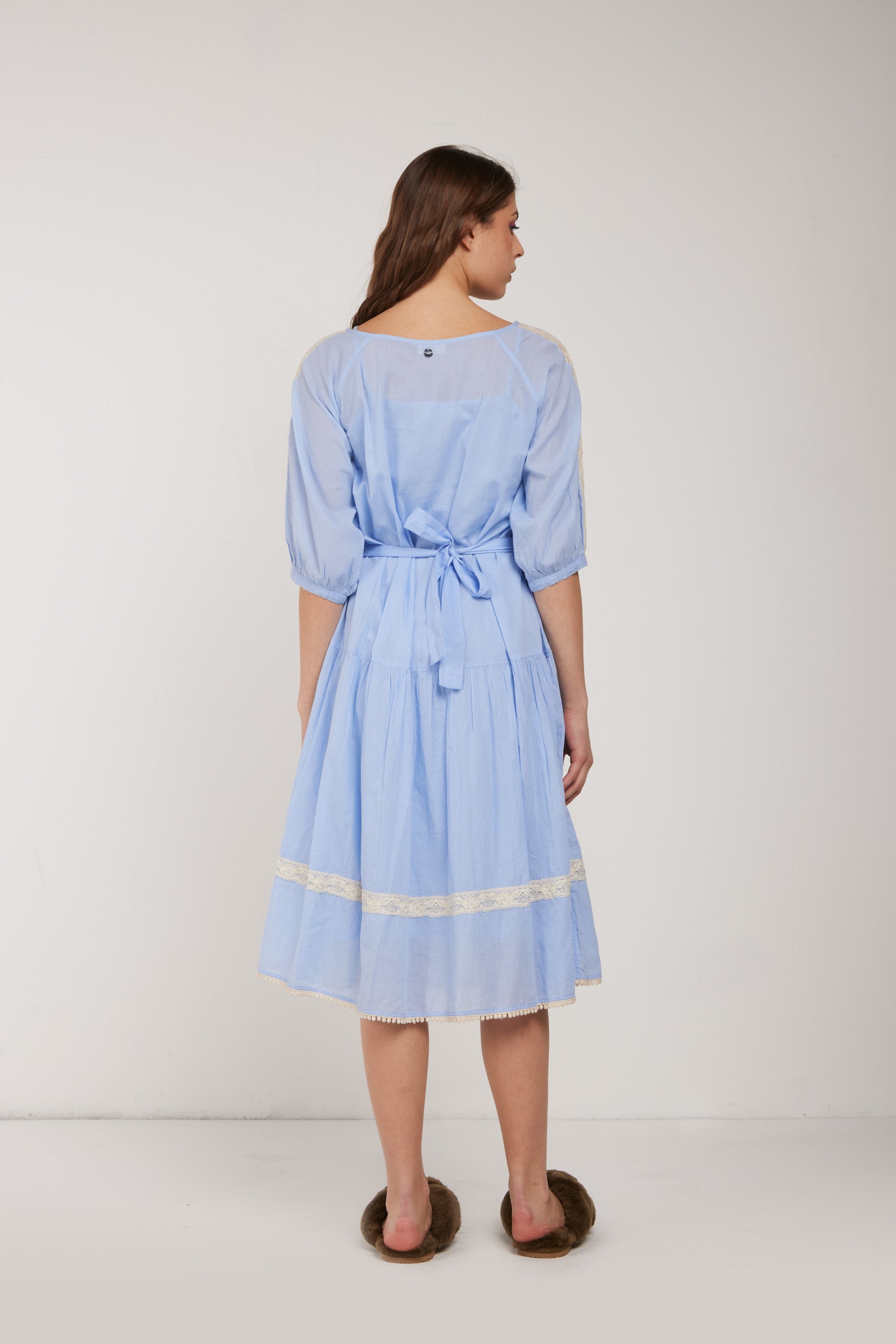 TWINSET Chemisier-Kleid in Hellblau und Spitze