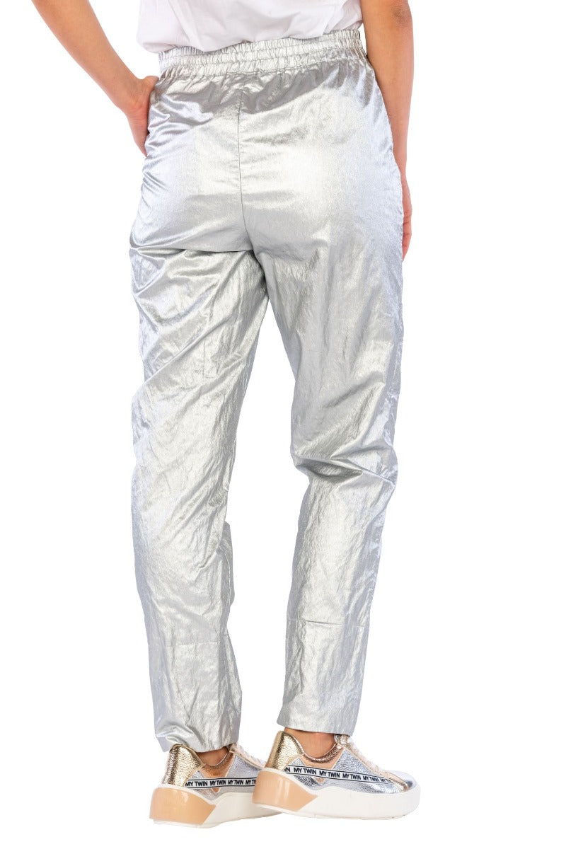 TWINSET Silberne Hose mit elastischem Bund