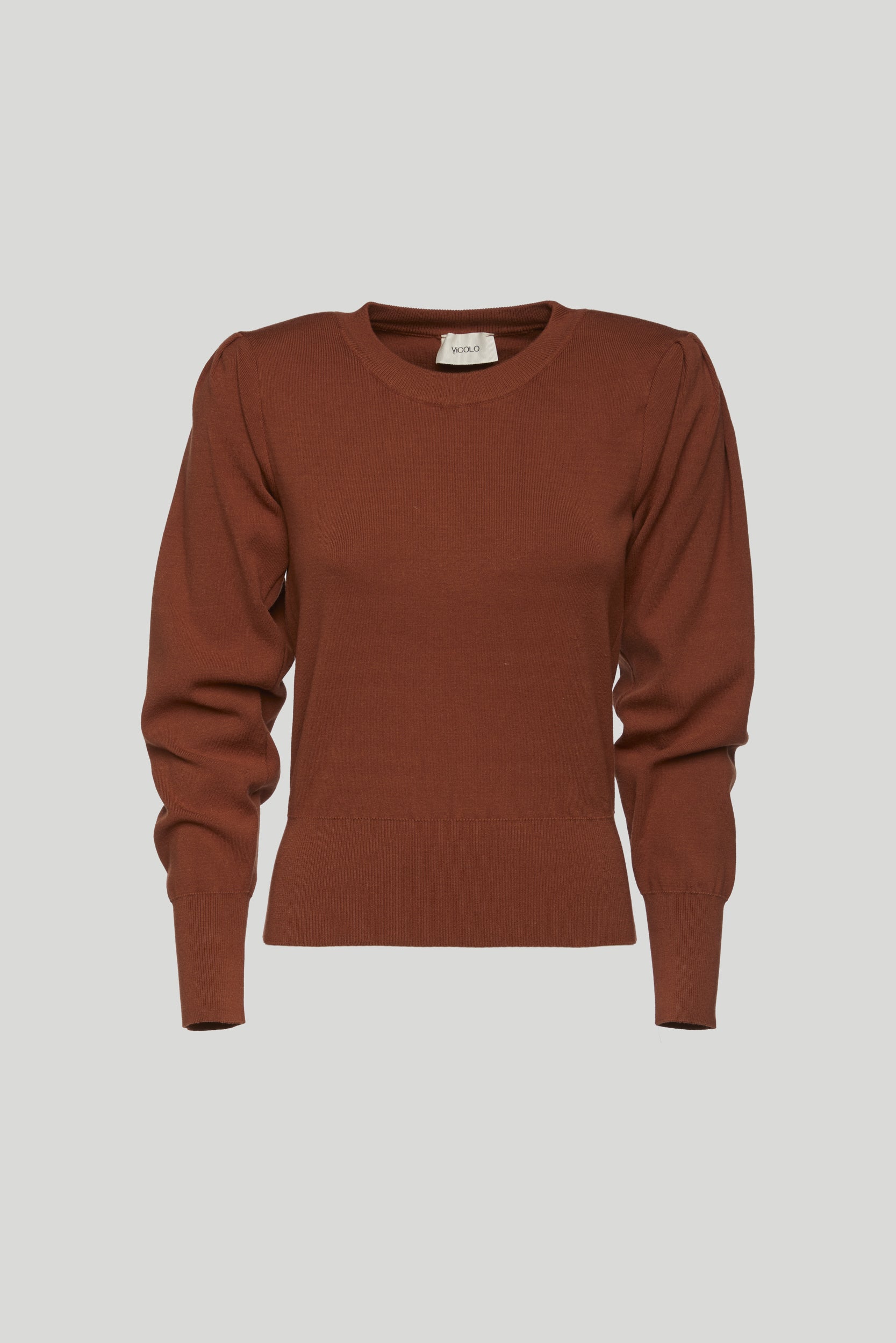 VICOLO Brauner Pullover mit Puffschultern