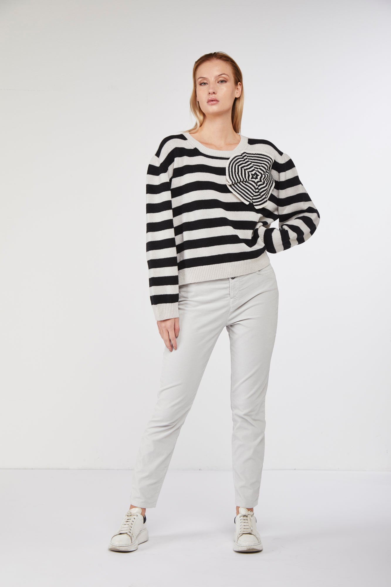 STELLA JEAN Gestreifter Pullover mit Detail