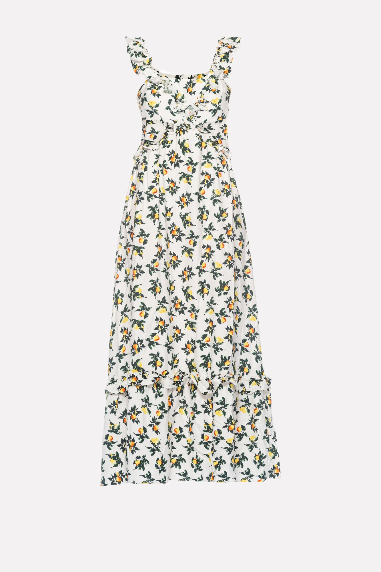 GLAMOURÖSES langes Kleid mit Zitronen-Print