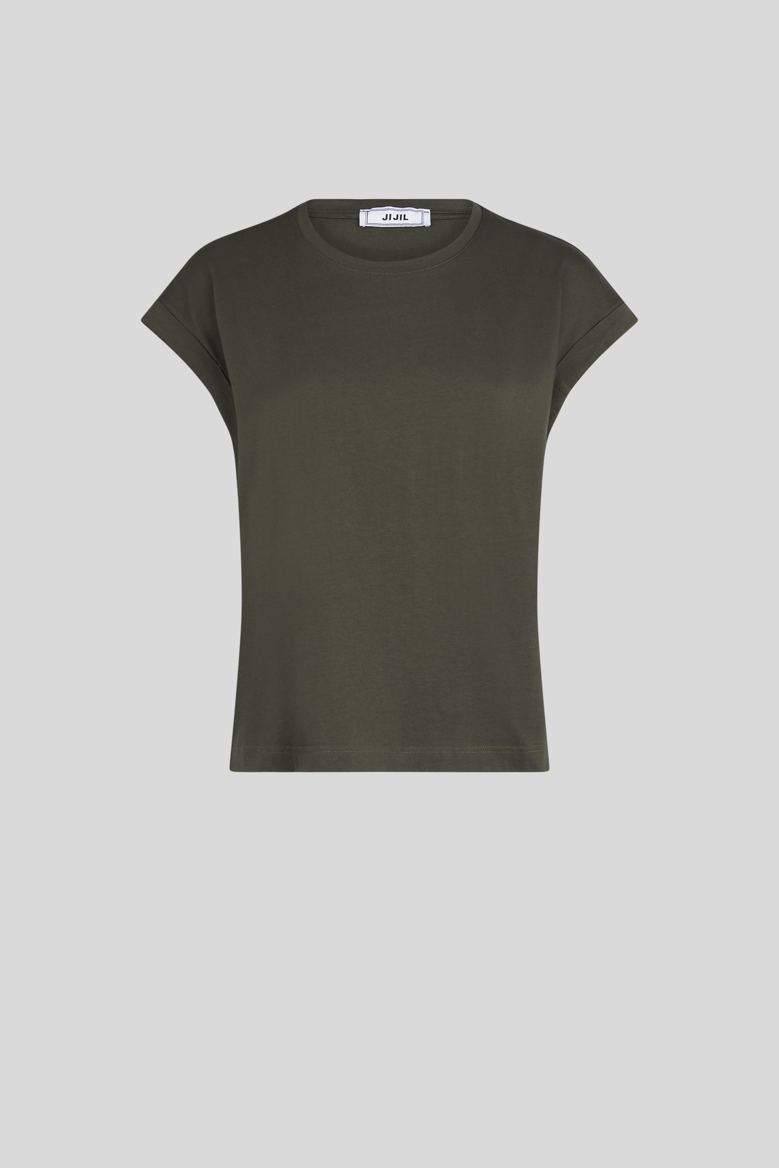 JIJIL Militärgrünes Baumwoll-T-Shirt