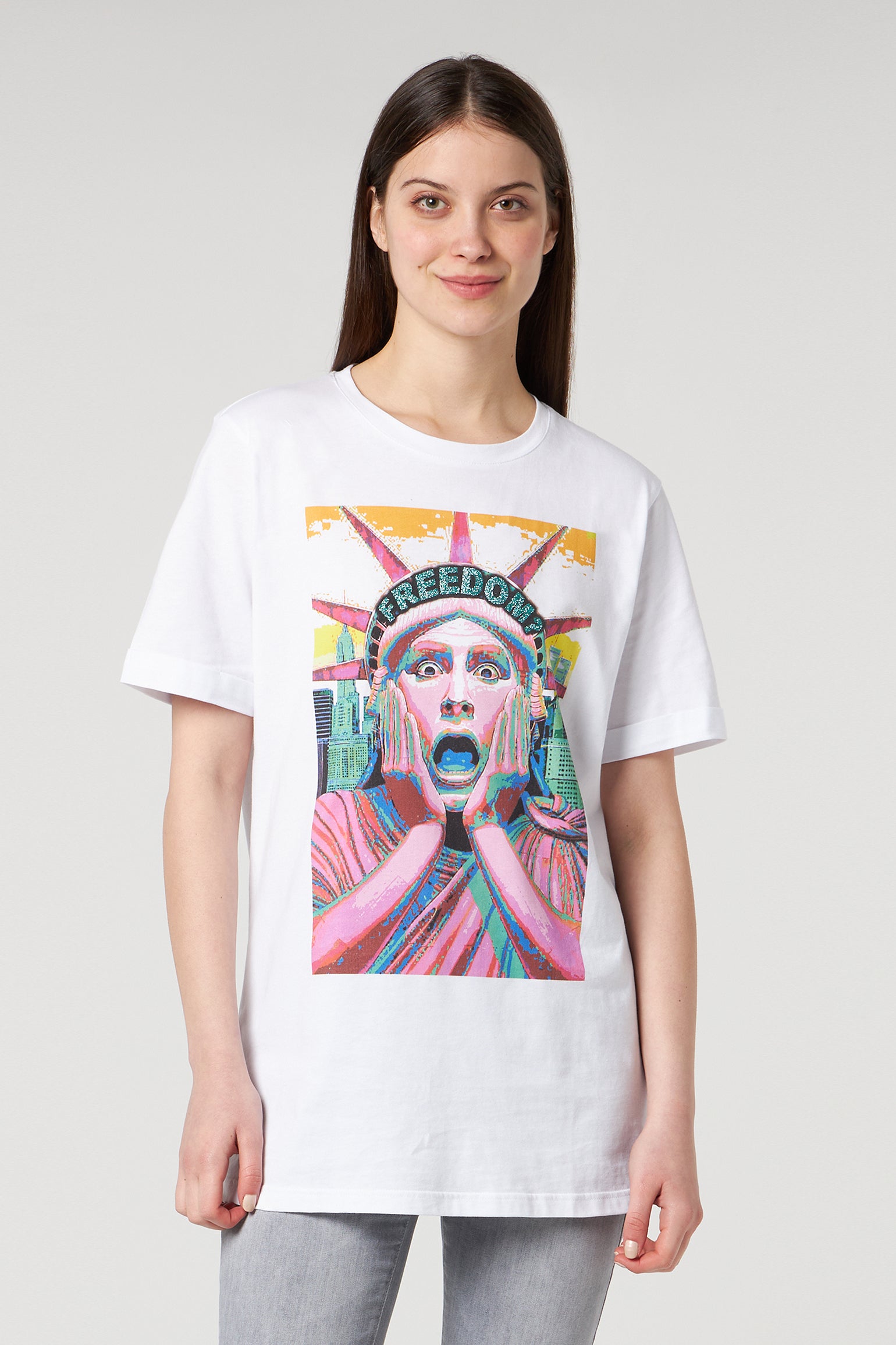 JIJIL Weißes T-Shirt mit Freedom-Print