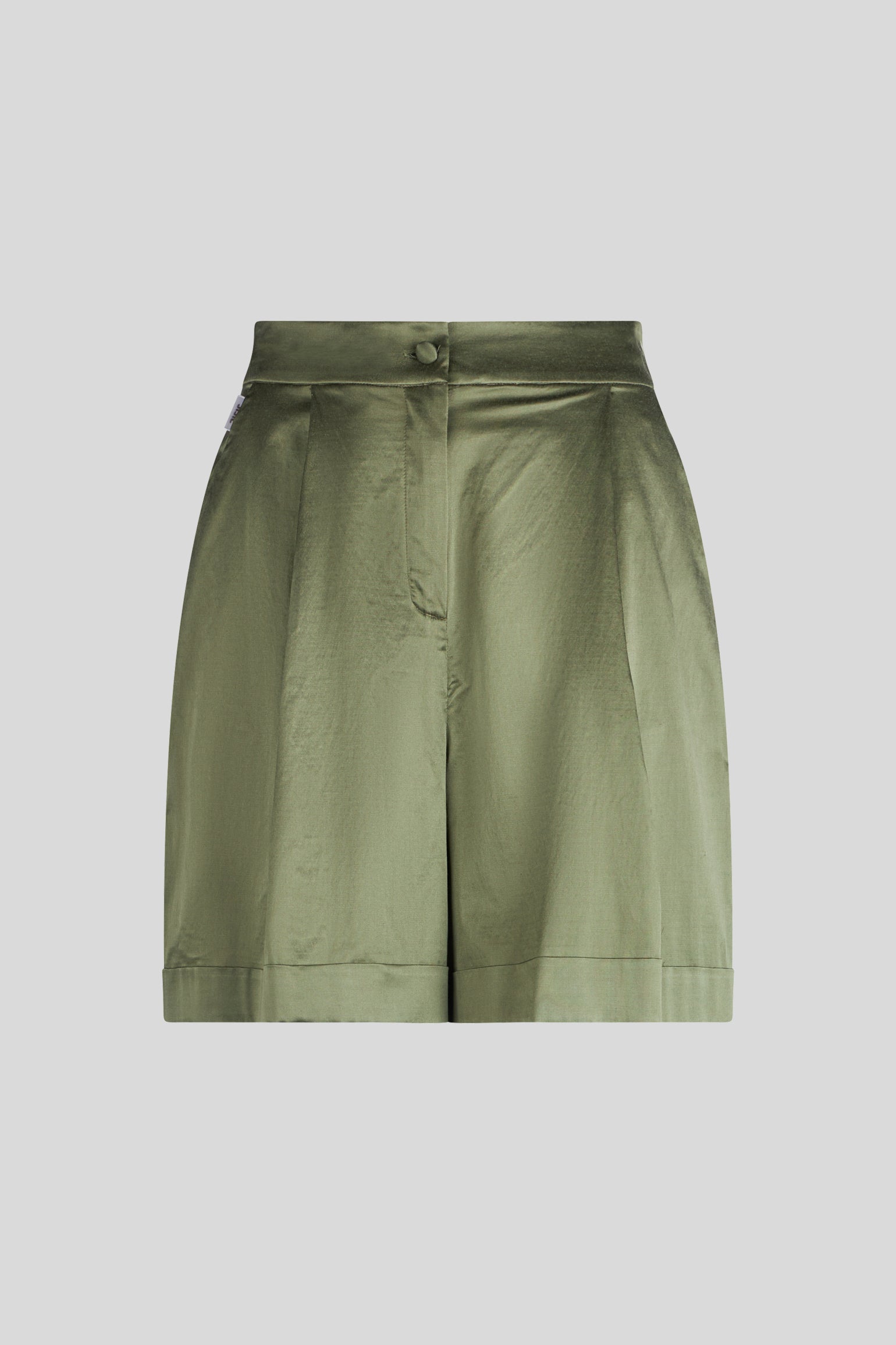 JIJIL Militärgrüne Satin-Shorts