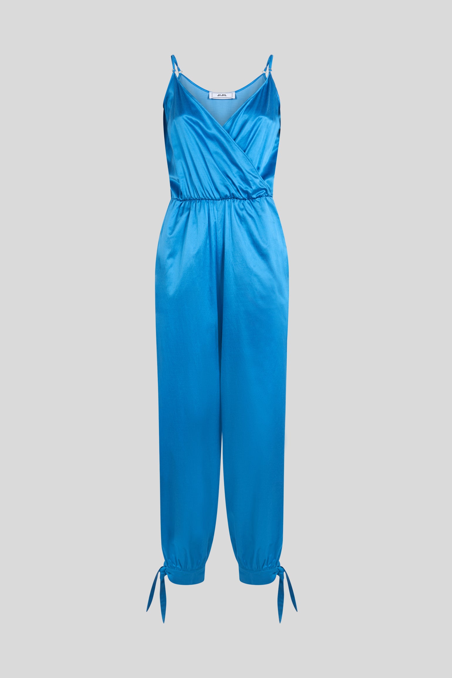 JIJIL Langer kobaltblauer Satin-Overall