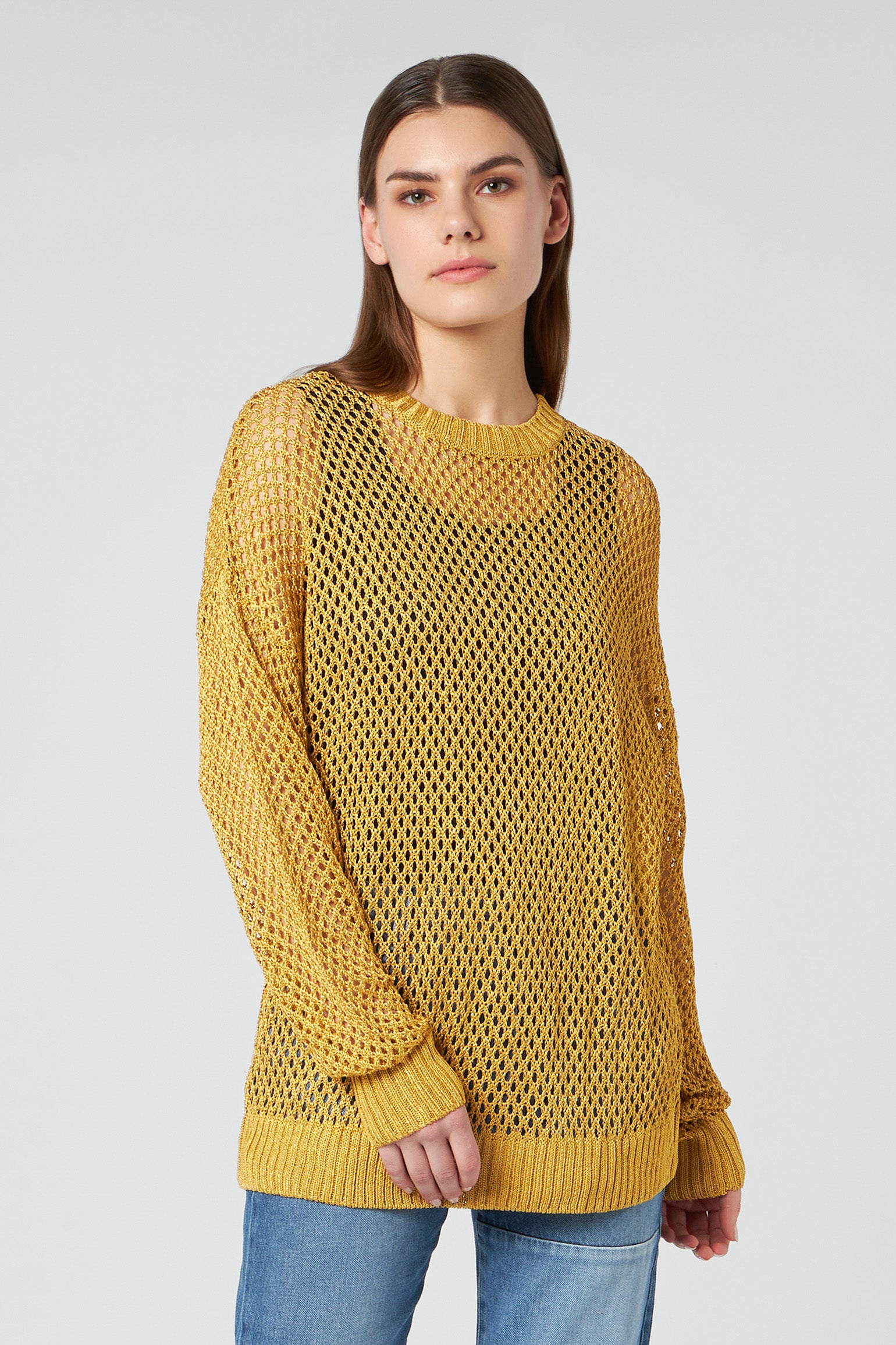 PATRIZIA PEPE Pullover mit Gold-Mesh-Effekt