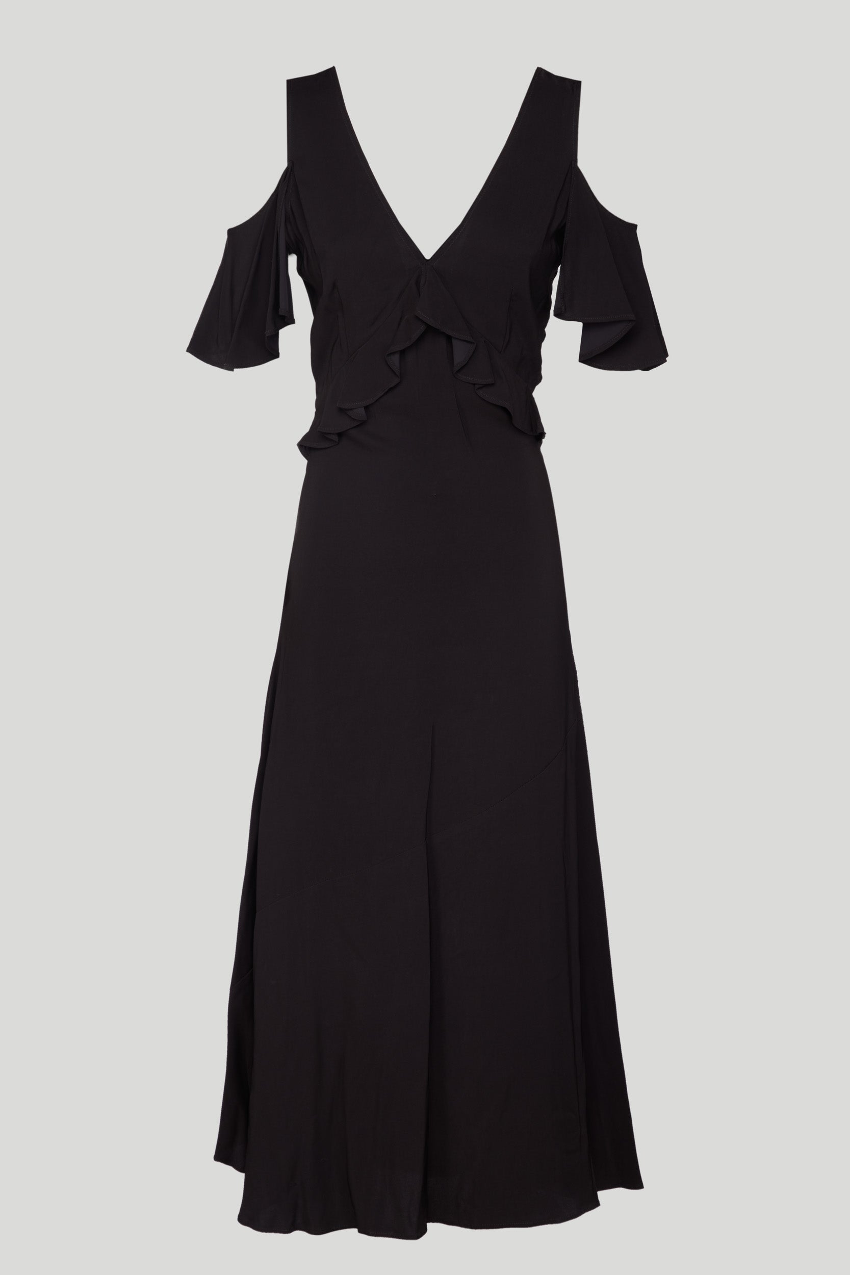 TWINSET Langes Kleid aus Georgette mit Rüschen Schwarz