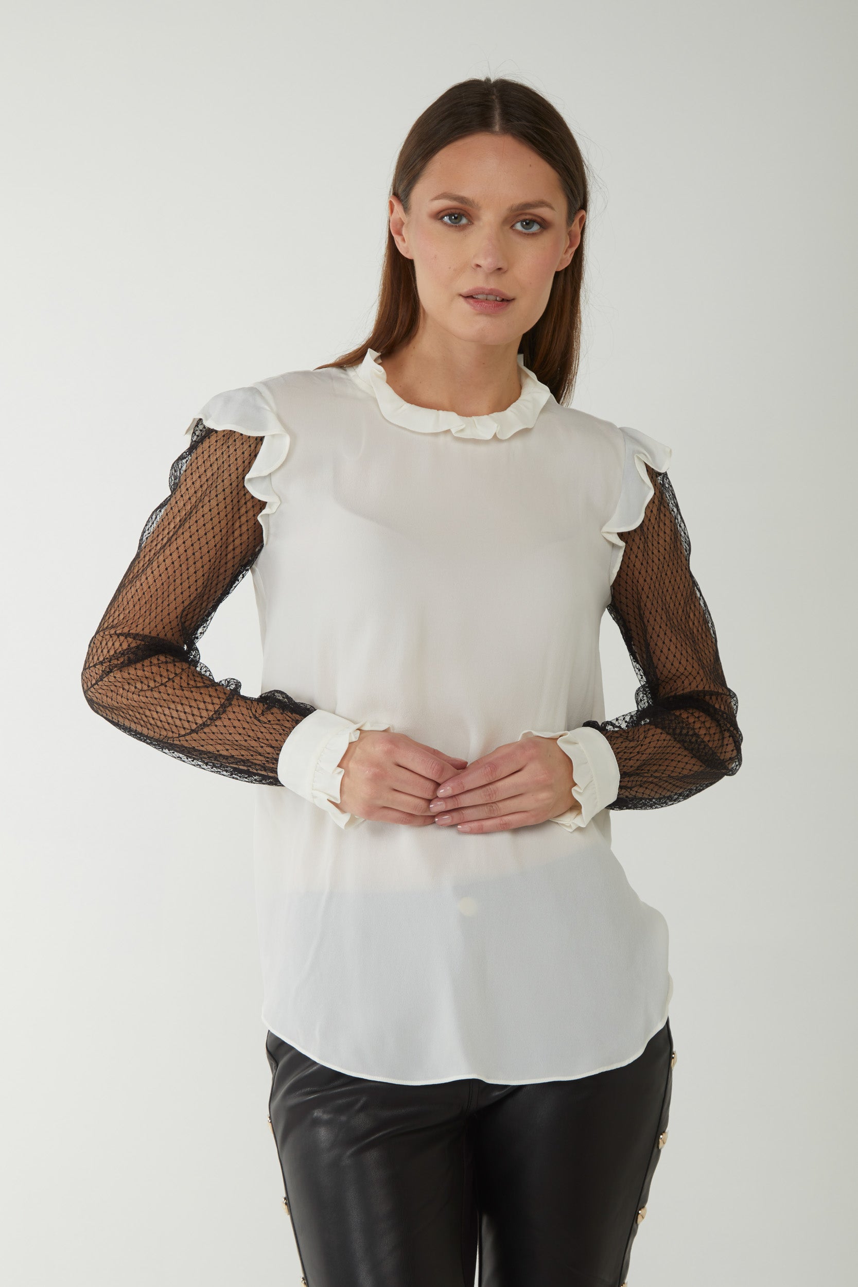 TWINSET Bluse aus Crêpe de Chine gemischt mit Seide und Tüll