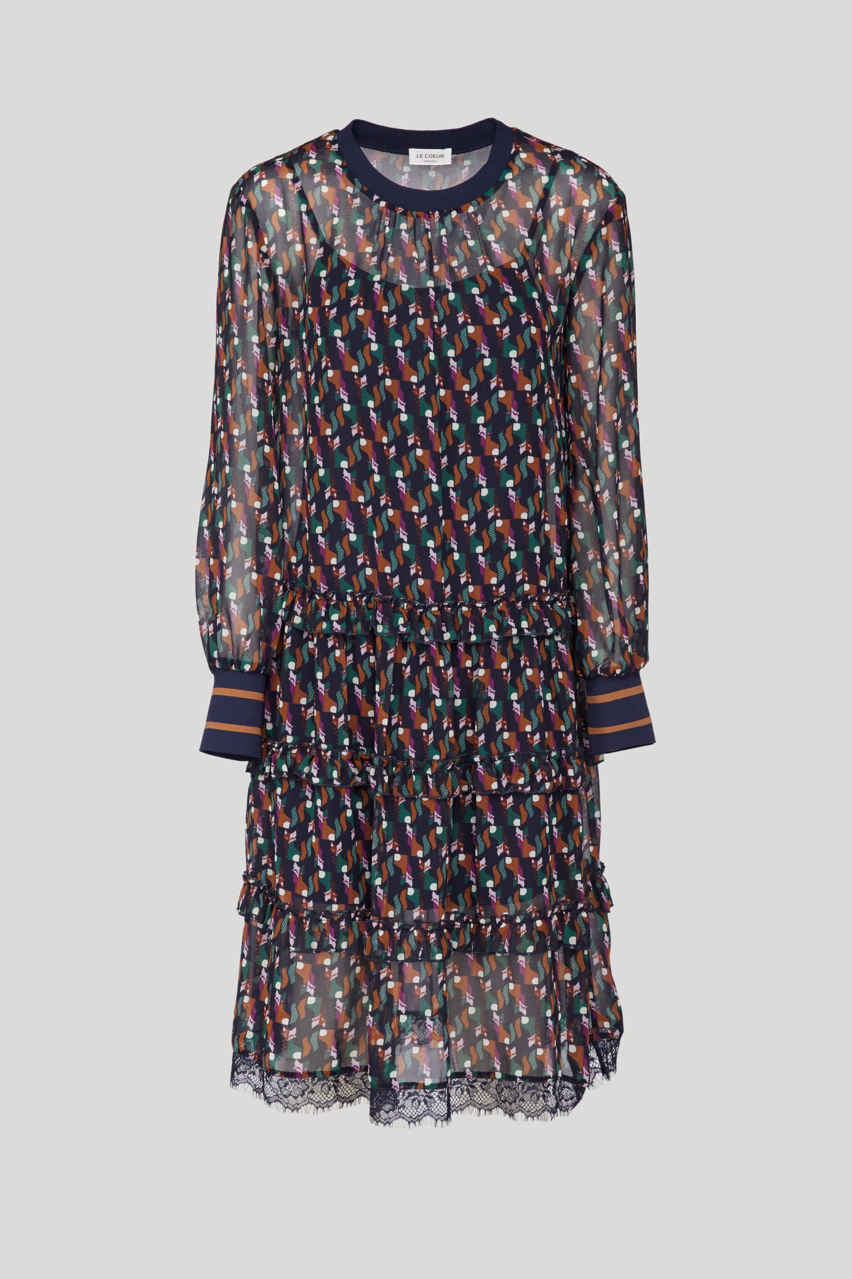 TWINSET Bedrucktes Georgette-Kleid mit Rüschen