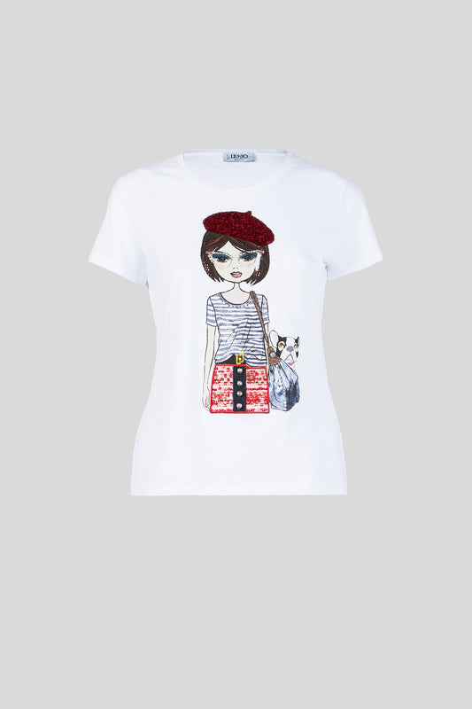 LIU JO Weißes T-Shirt mit M-Print
