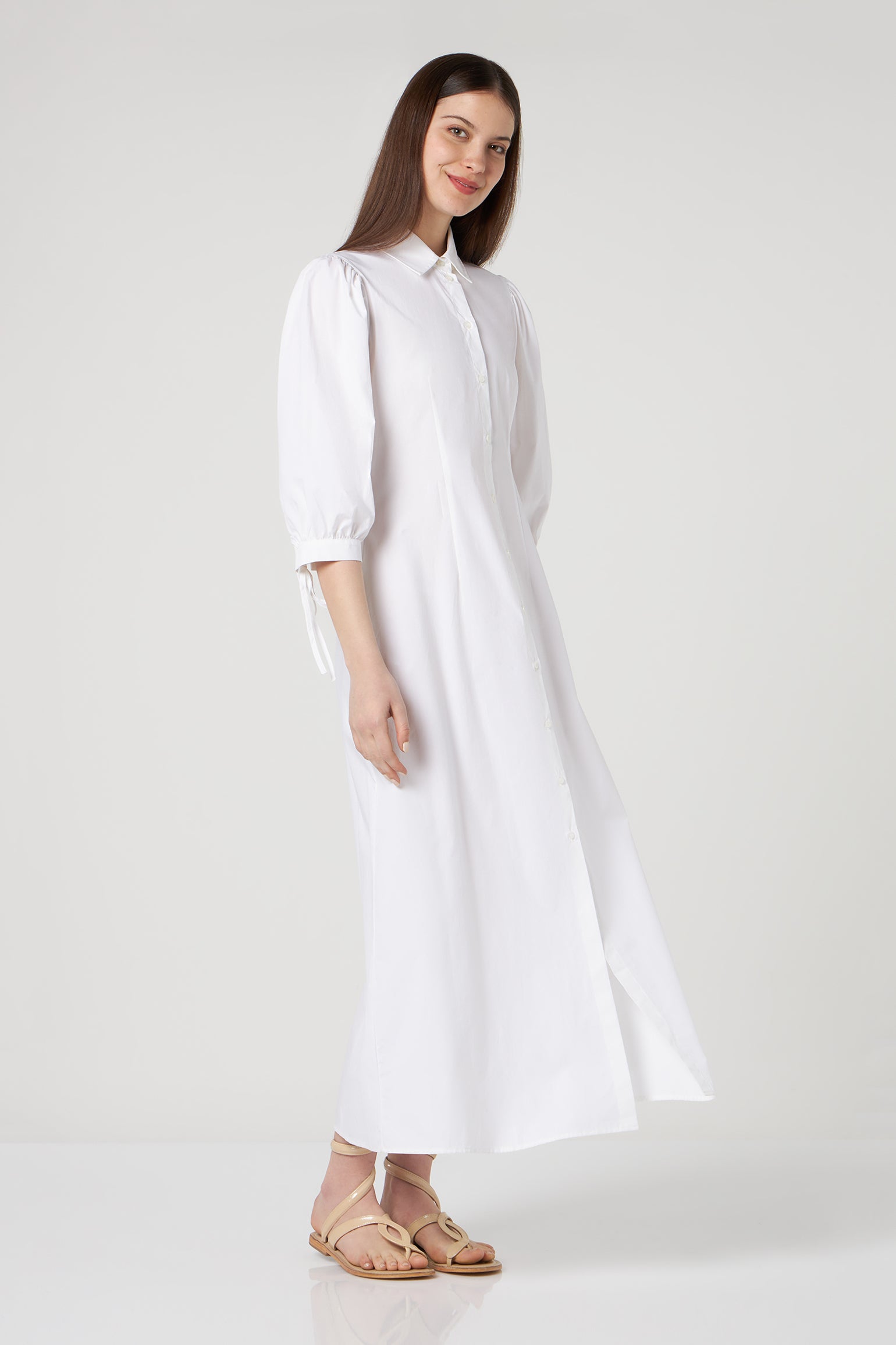LIU JO Langes Kleid aus weißer Popeline