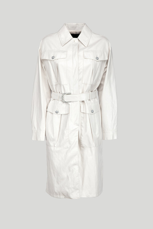 PINKO Trenchcoat aus weißem Kunstleder